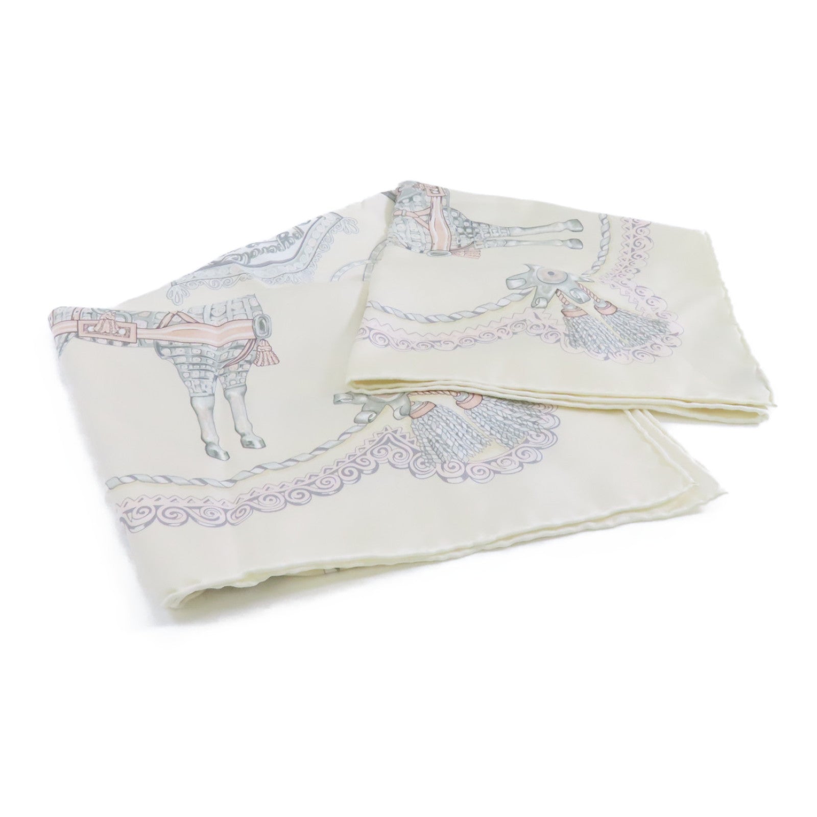 HERMES 絲質Scarf圍巾白色