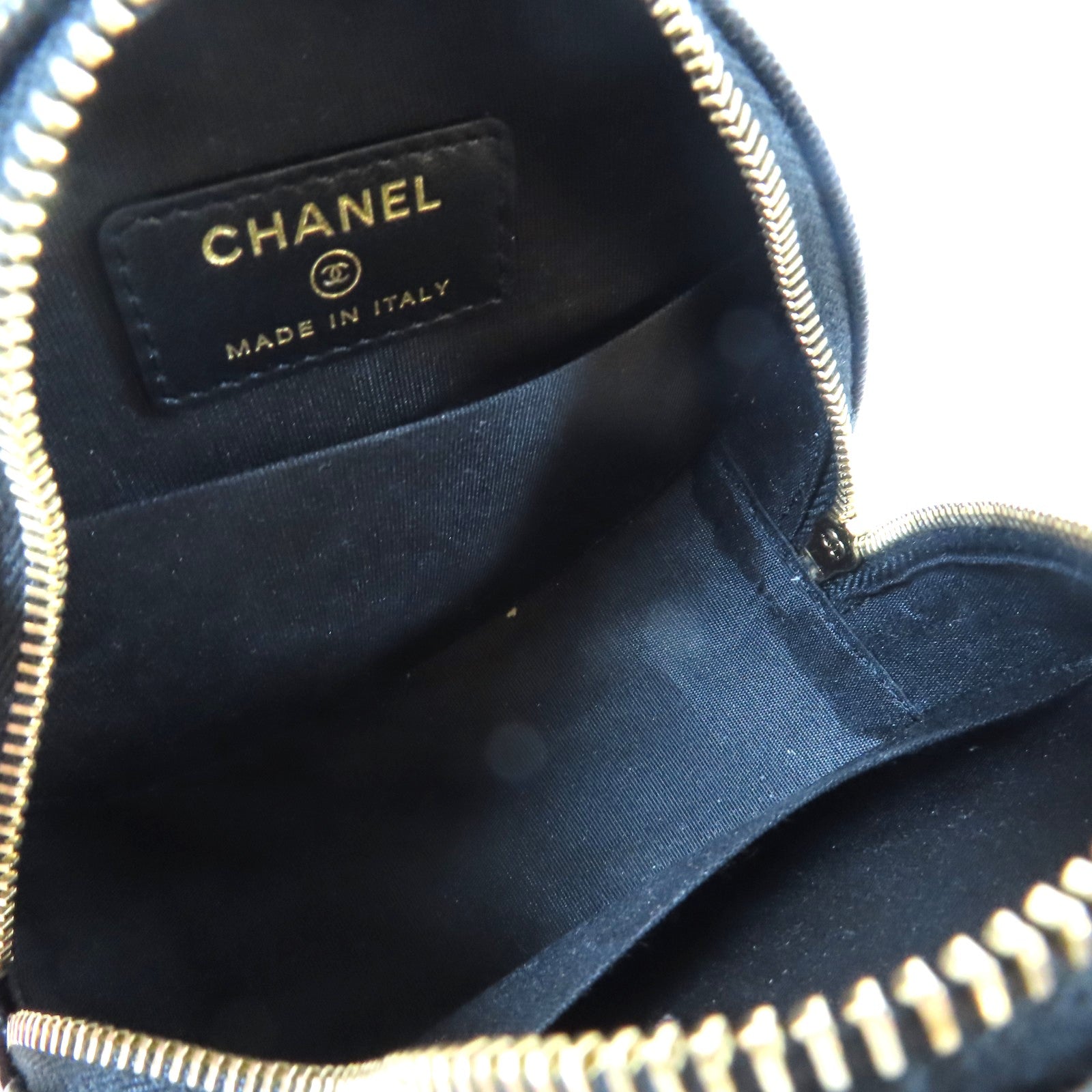 CHANEL 【激減優惠】菱格Caviar皮革Round Chain Bag金扣鏈帶手挽肩背兩用袋黑色