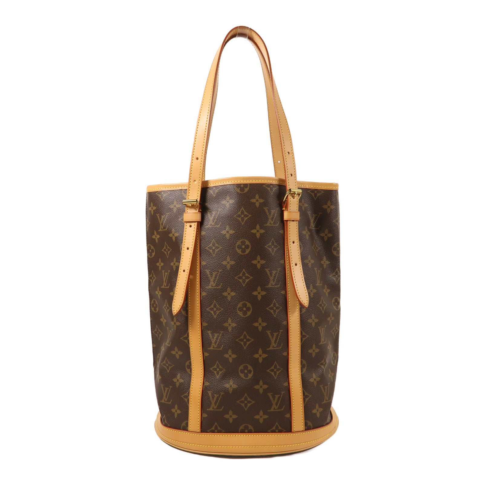 LOUIS VUITTON Monogram Bucket GM金扣手挽袋棕色