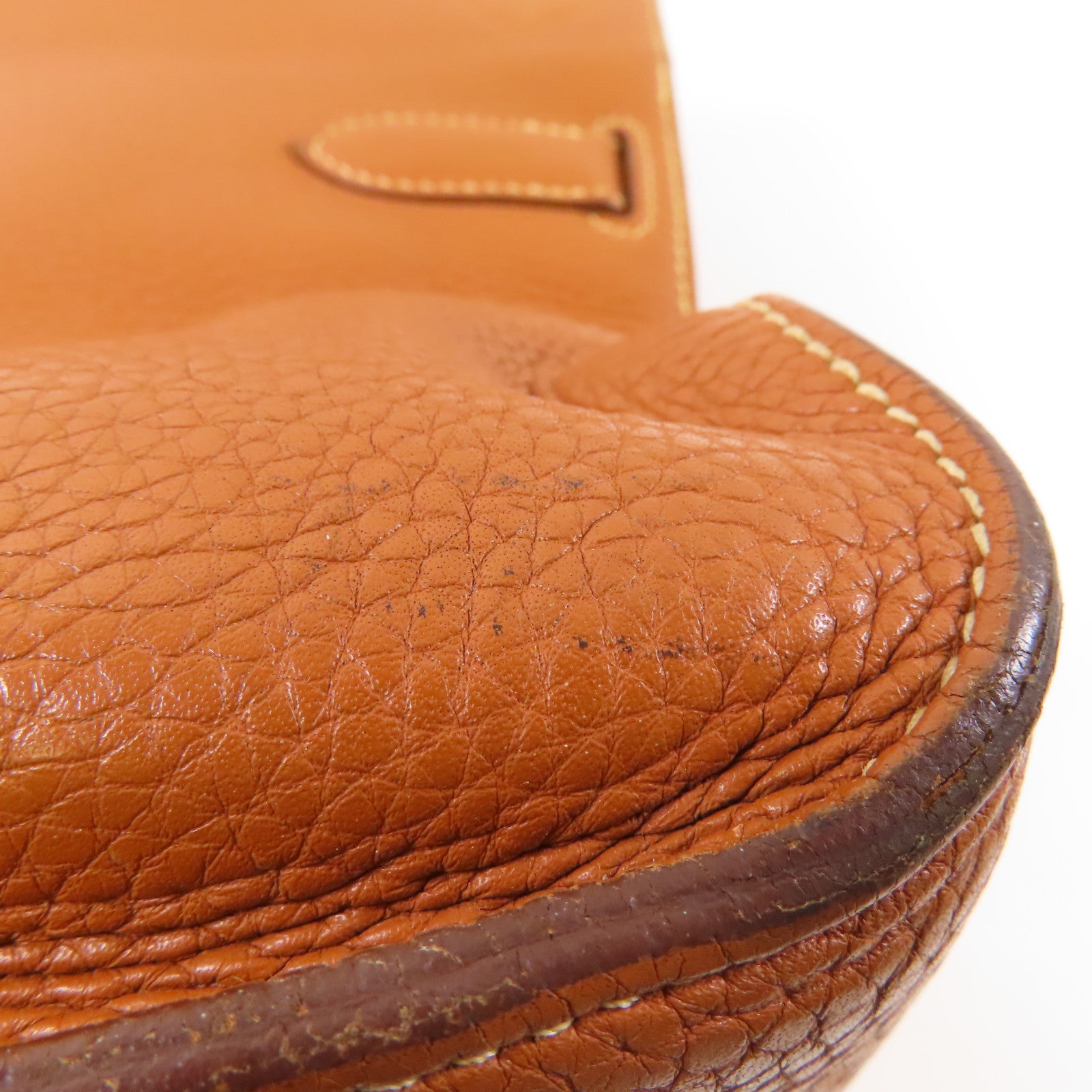 HERMES Clemence皮革Jypsiere 34銀扣肩背袋37 Gold