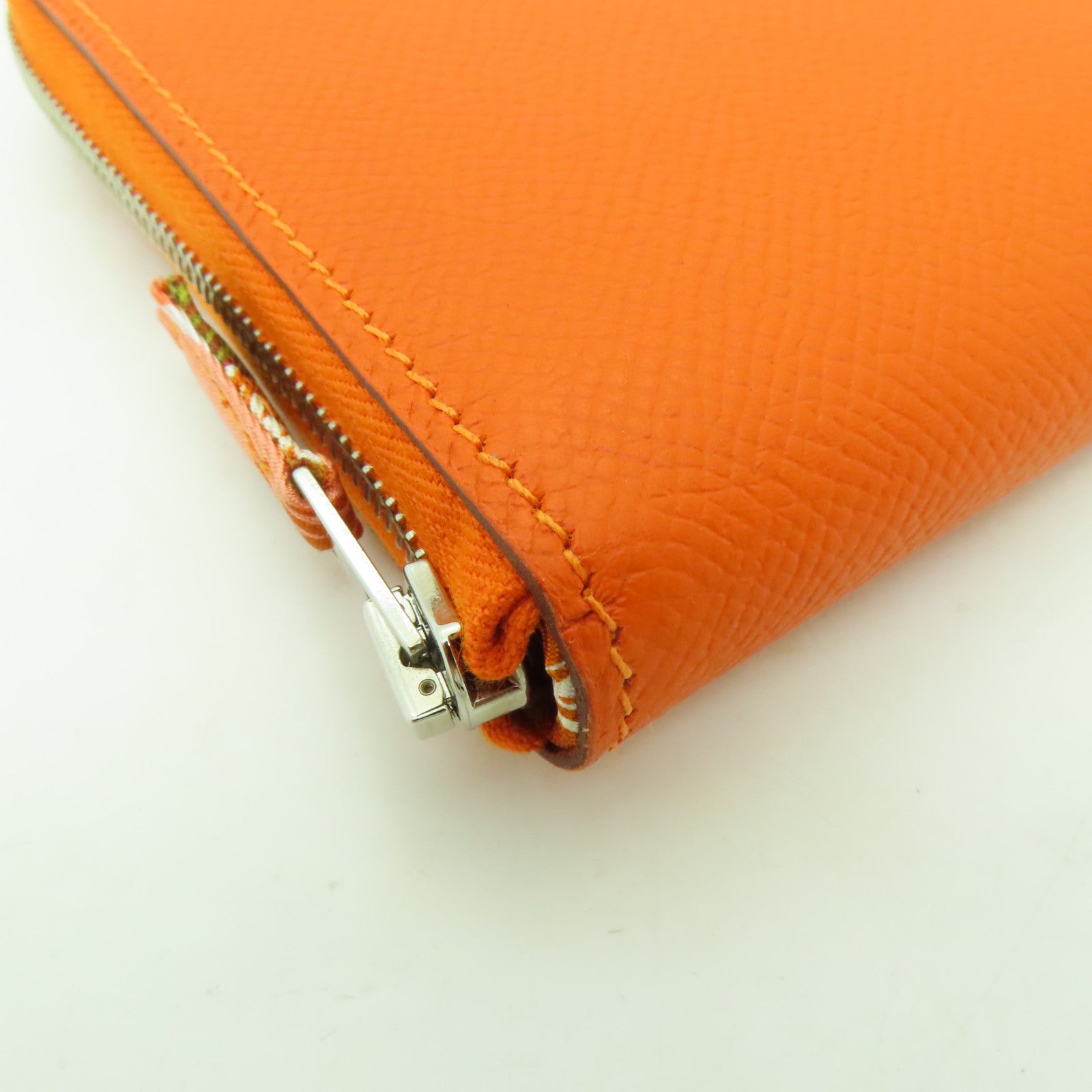 HERMES 【激減優惠】Epsom皮革Silk In Wallet銀扣長錢包橙色