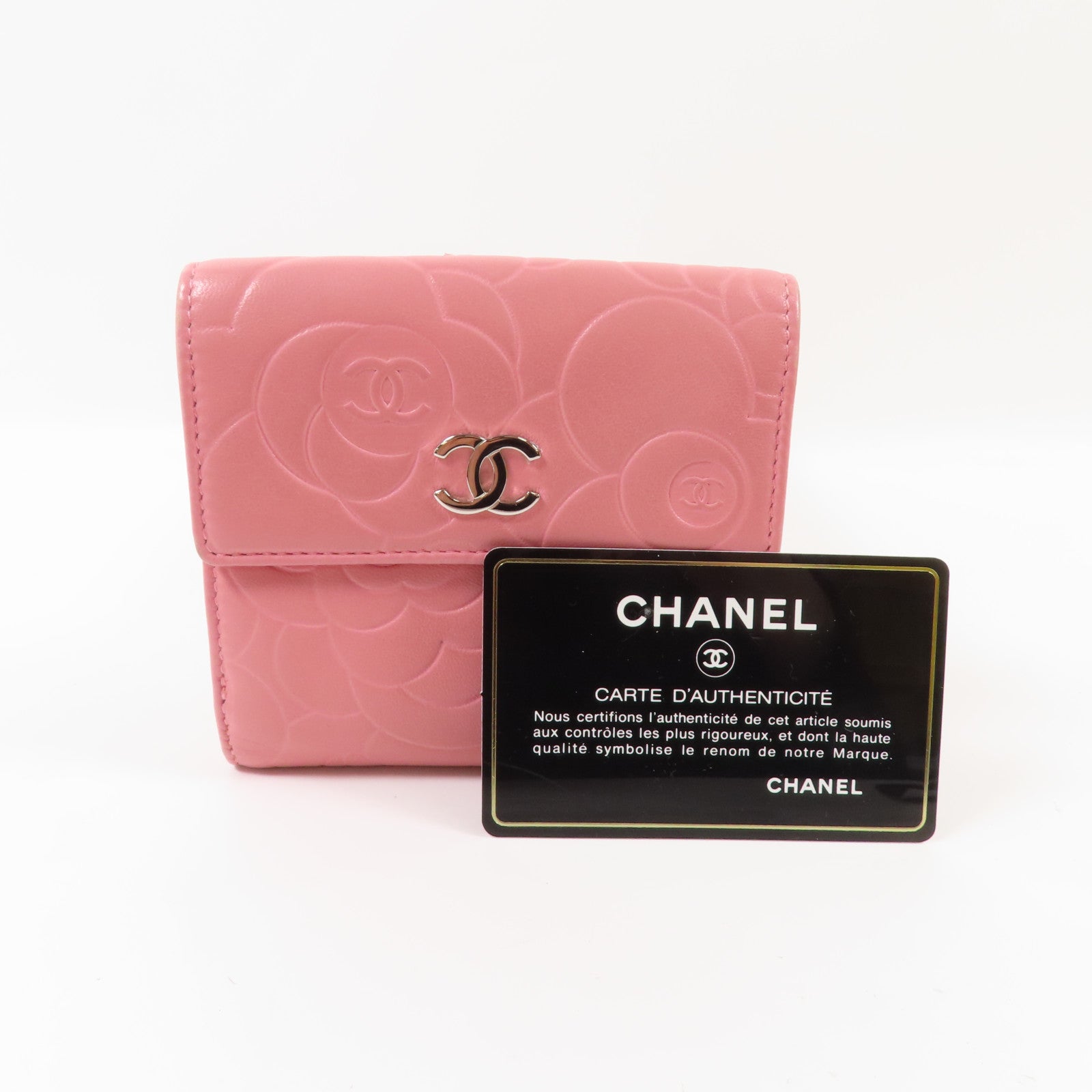 CHANEL 羊皮皮革Wallet銀扣錢包