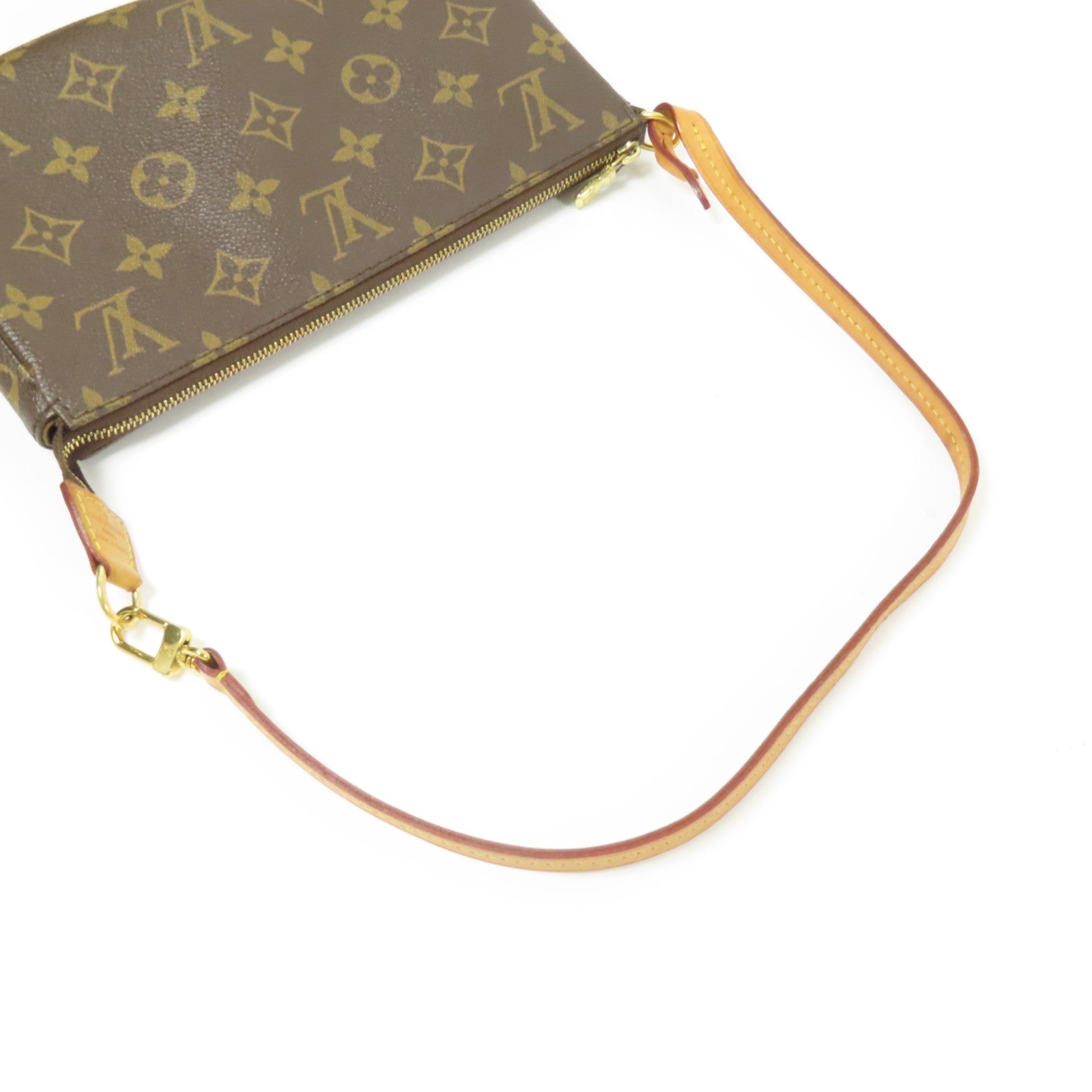 LOUIS VUITTON Monogram Pochette Accessoires金扣手拿包棕色