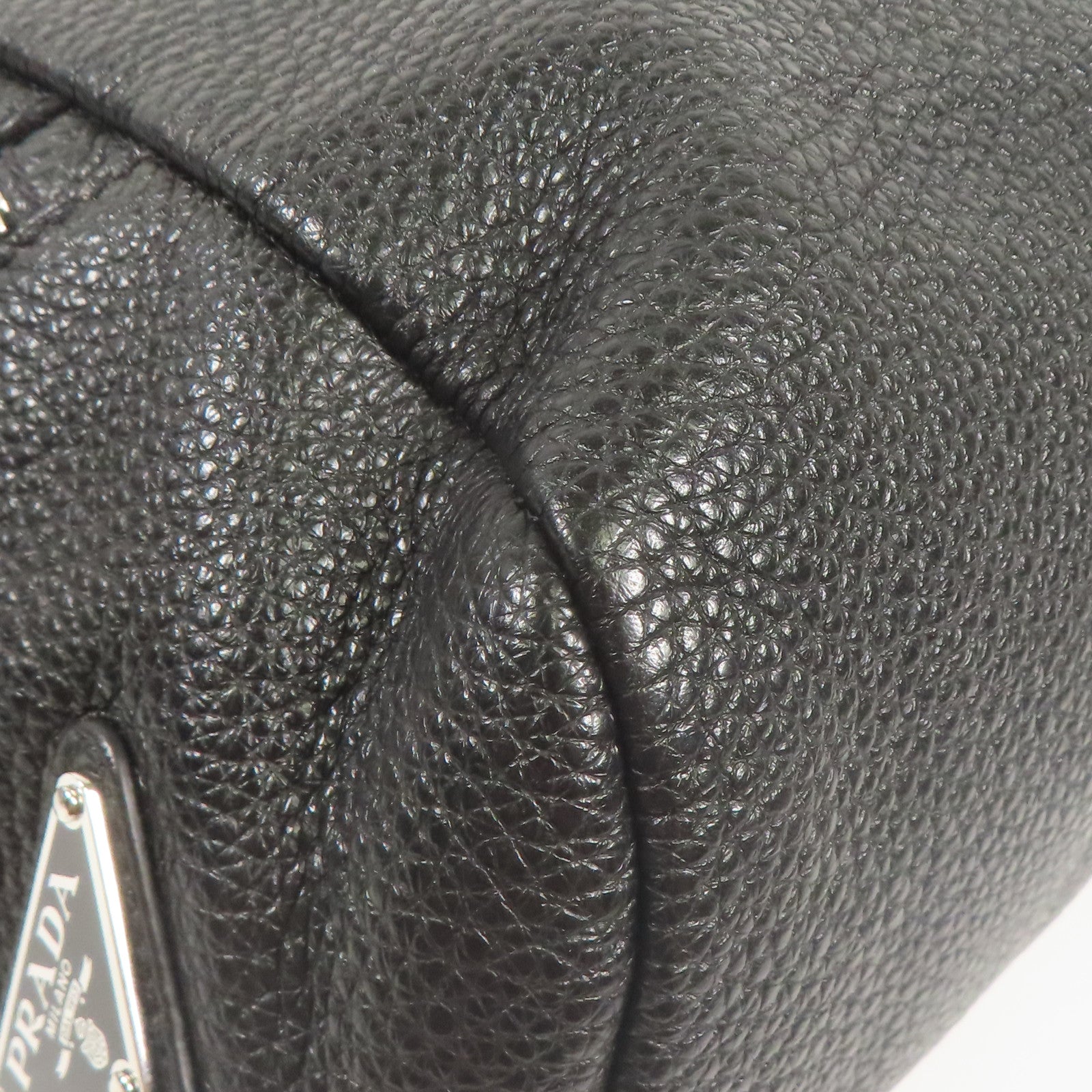 PRADA SHW Shoulder Bag 2VH165 Calfskin Leather Black