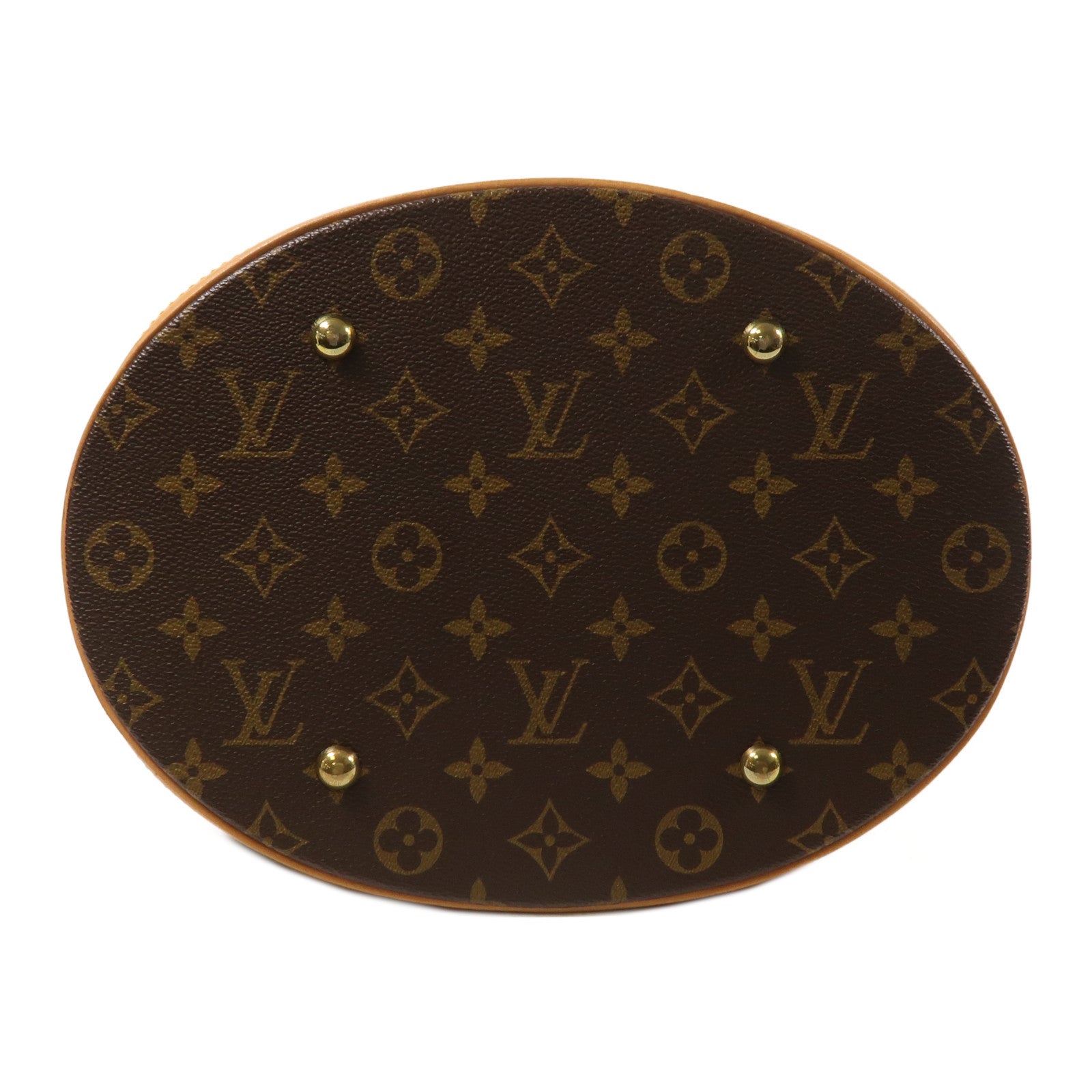 LOUIS VUITTON Monogram Bucket GM金扣手挽袋棕色