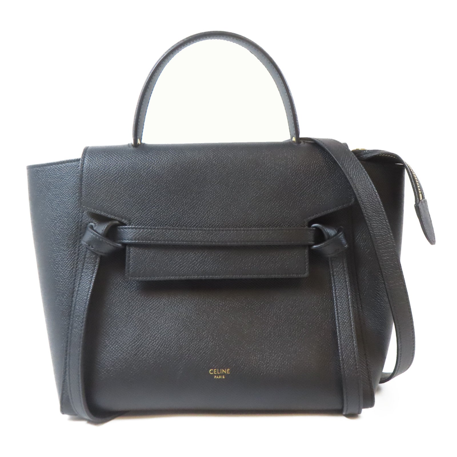 CELINE 牛皮皮革Belt Bag金扣手挽肩背兩用袋黑色