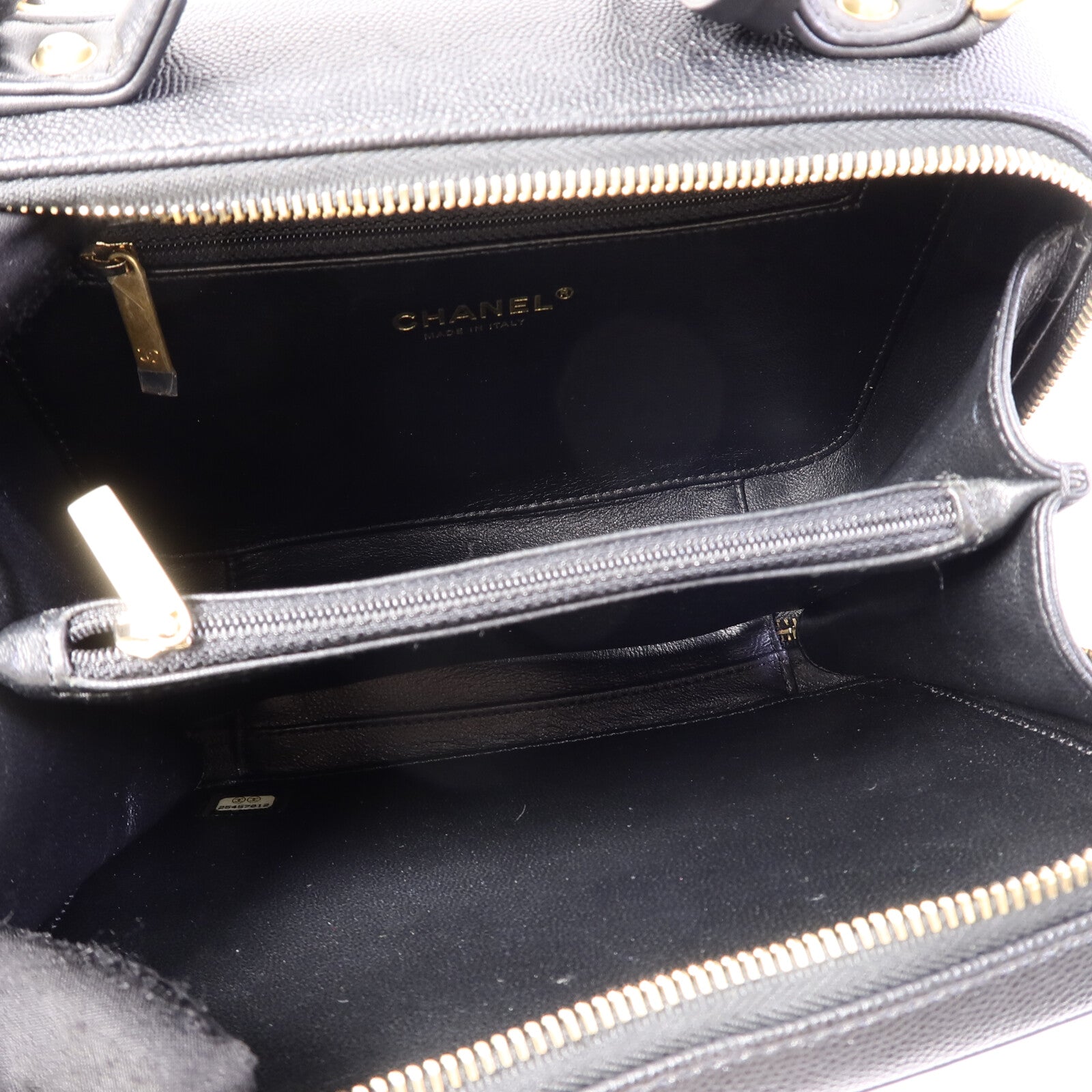 CHANEL 牛皮皮革CC Filigree Vanity Case Medium手挽肩背兩用袋