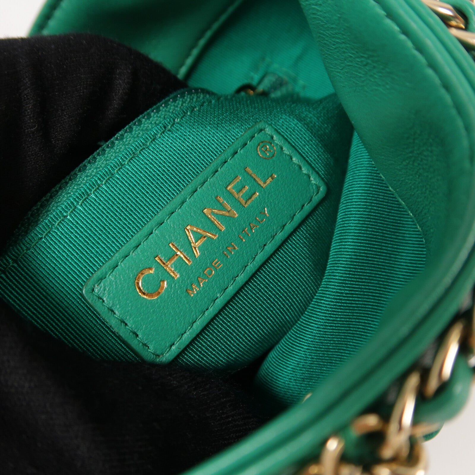CHANEL 羊皮皮革Chain Cage Shopping Tote鏈帶肩背袋