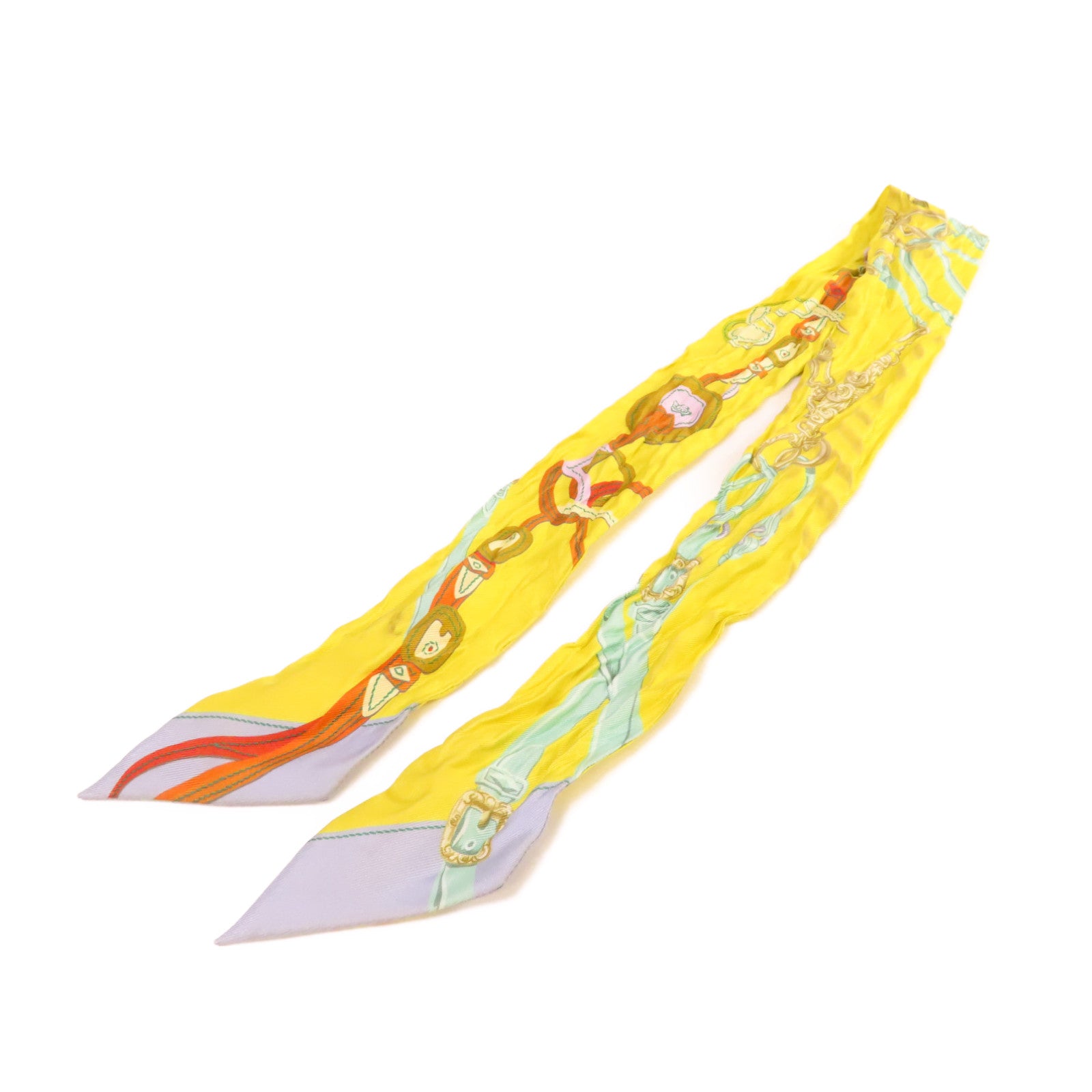 HERMES 【激減優惠】絲質Twilly Scarf絲巾黃色/綠色/彩色
