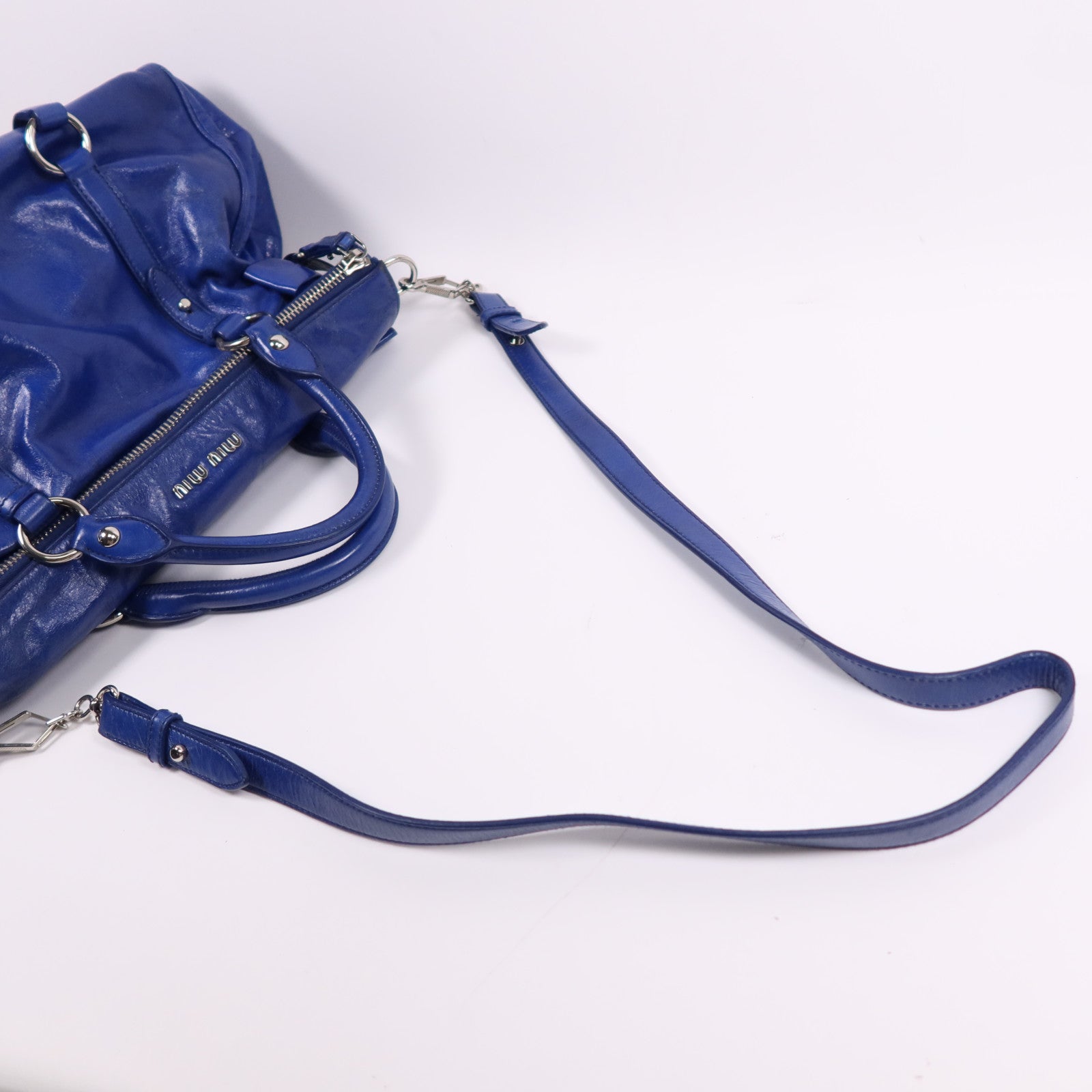 Miu Miu 牛皮皮革2 Way Shoulder Bag銀扣手挽肩背兩用袋