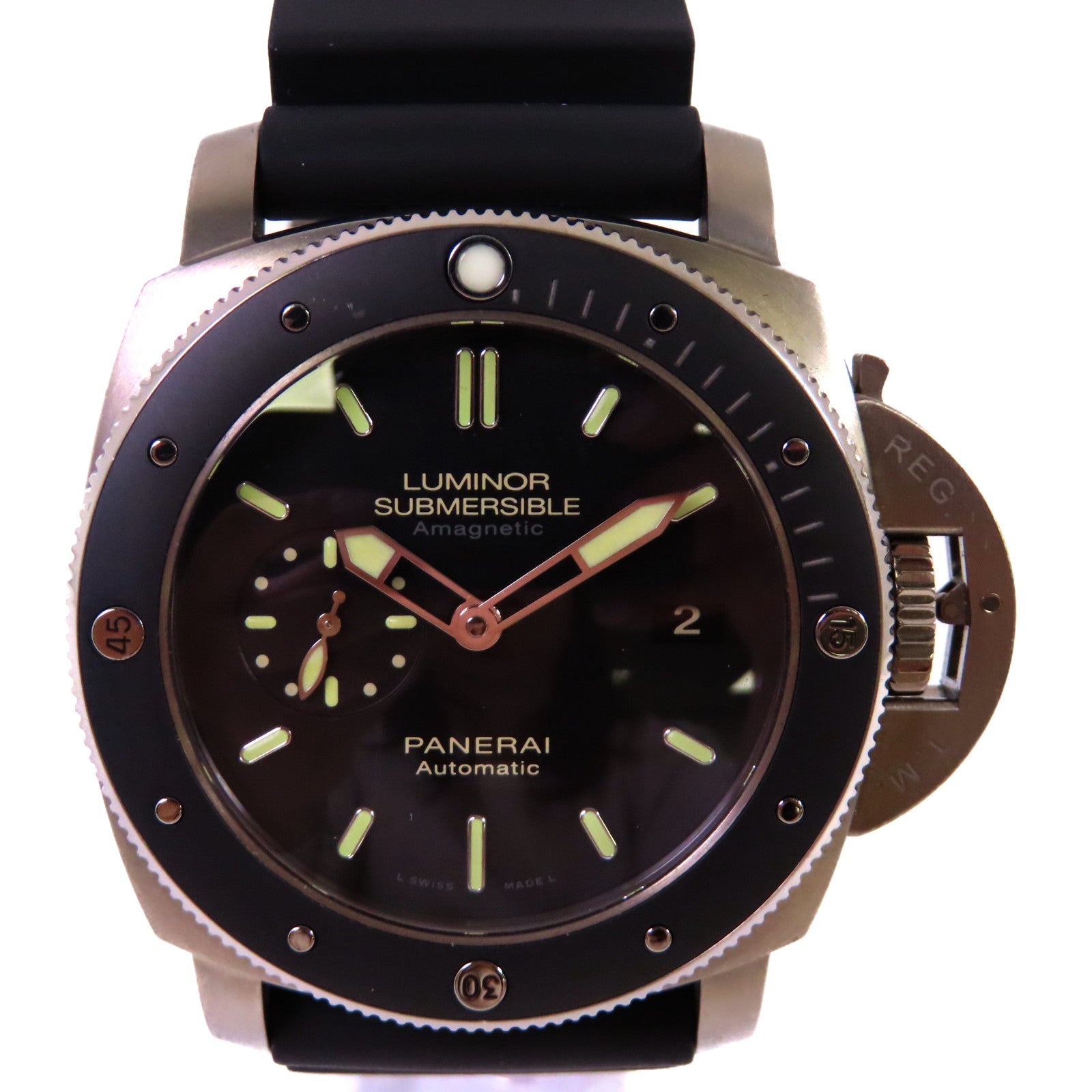 PANERAI Luminor Watch不鏽鋼/橡膠帶自動機芯手錶黑色