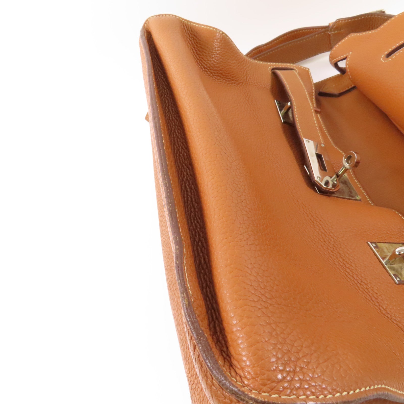 HERMES Clemence皮革Jypsiere 34銀扣肩背袋37 Gold