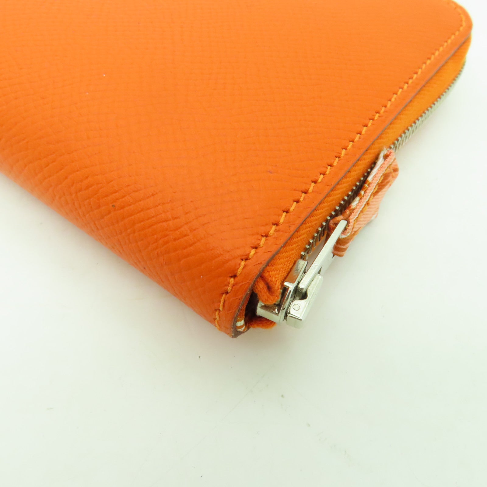 HERMES 【激減優惠】Epsom皮革Silk In Wallet銀扣長錢包橙色