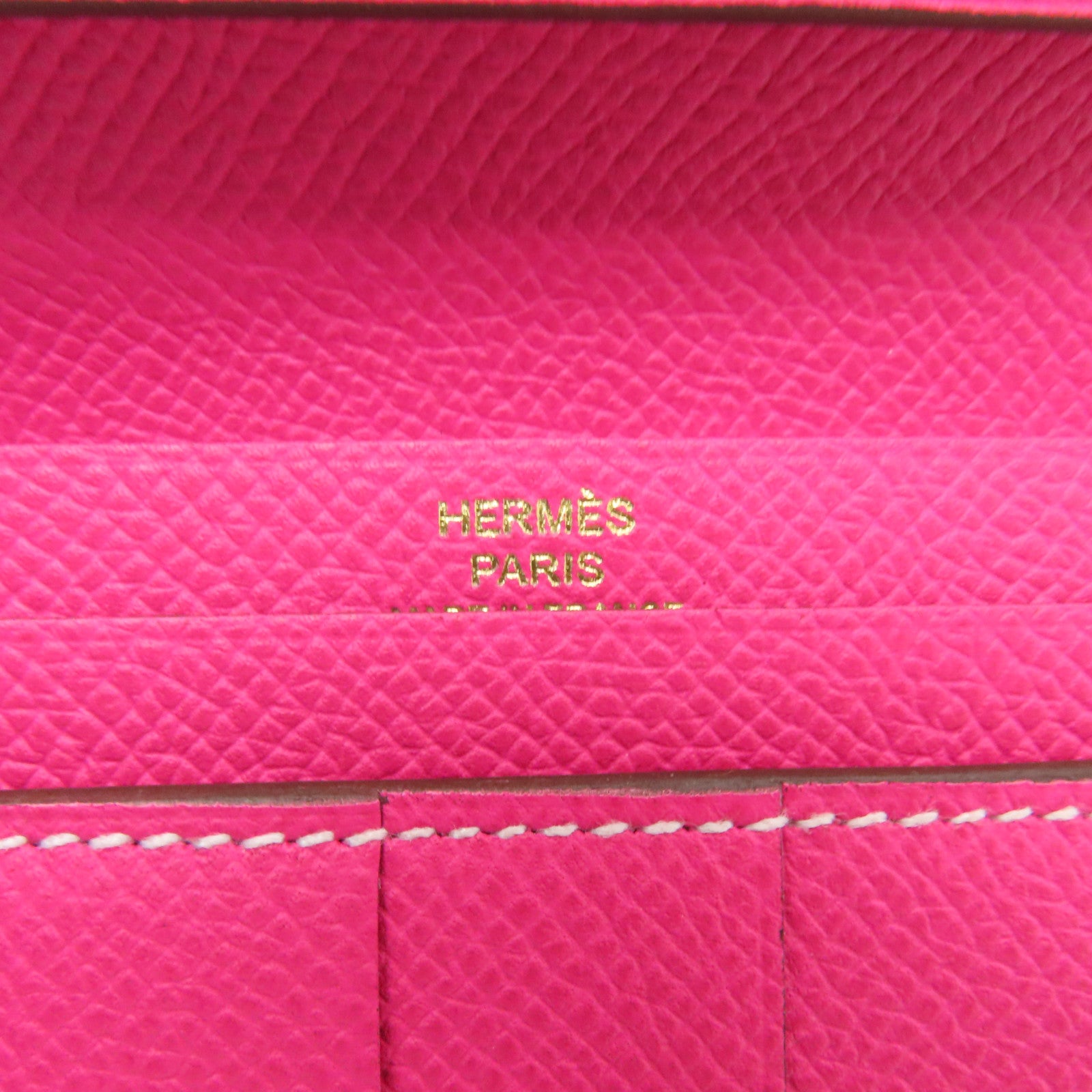 HERMES 【激減優惠】Epsom皮革Bearn W Snap金扣長錢包Rose Tyrien桃紅色