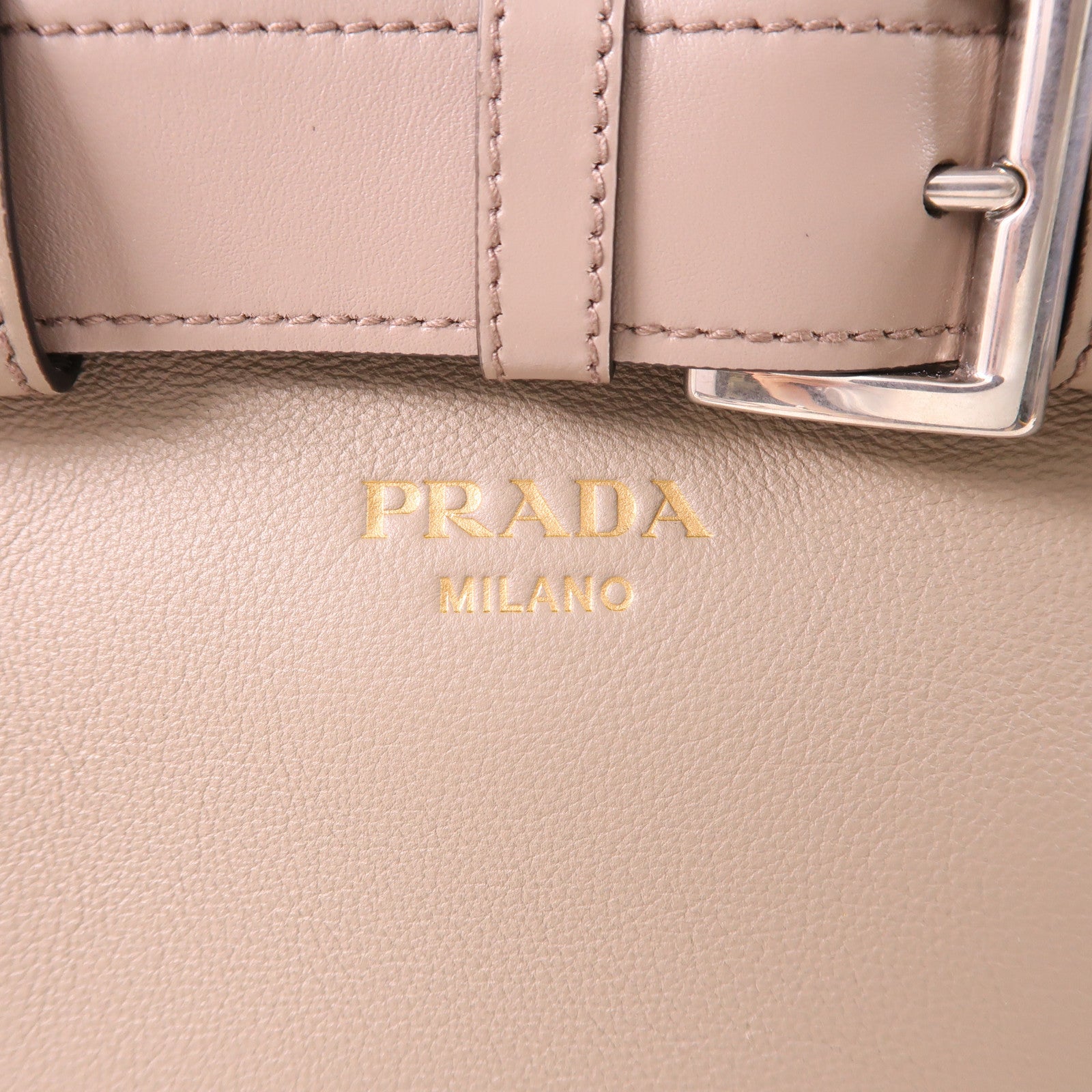 PRADA Medium Prada Buckle 2 Way Bag 1BA434 Calfskin Leather Gray