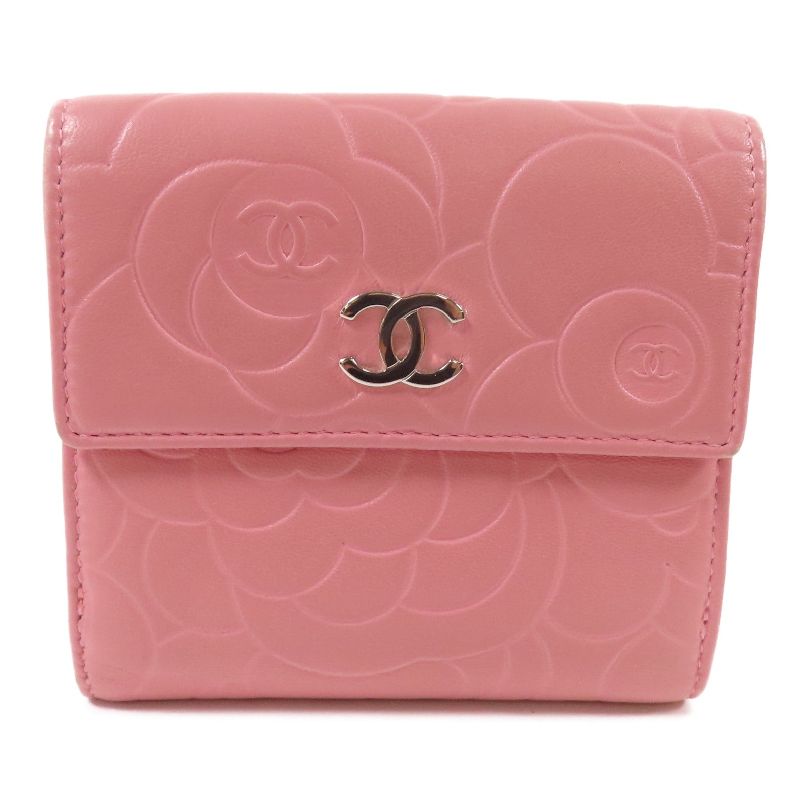 CHANEL 羊皮皮革Wallet銀扣錢包