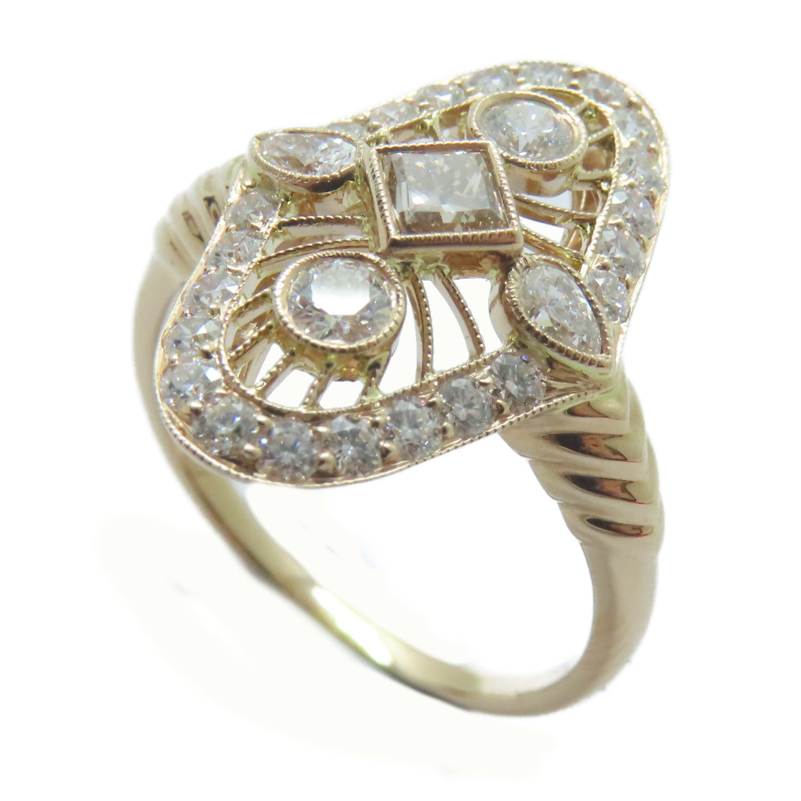 JEWELRY 18K黃金Diamond Ring 0.74ct鑽石/0.52ct鑽石戒指US#8.75