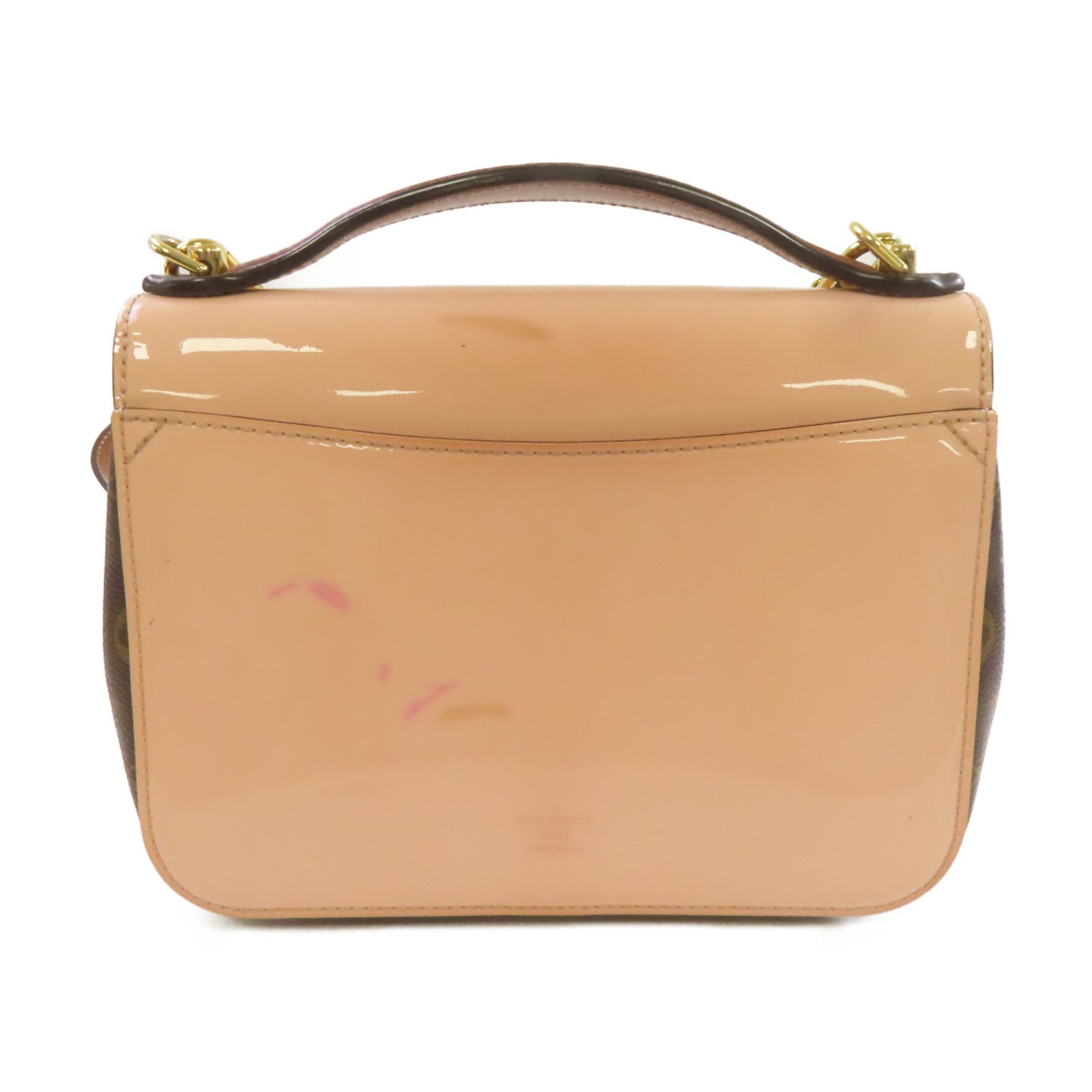 LOUIS VUITTON 【激減優惠】Vernis/Monogram Cherrywood BB 2Way Shoulder Bag金扣手挽肩背兩用袋粉紅色/啡色