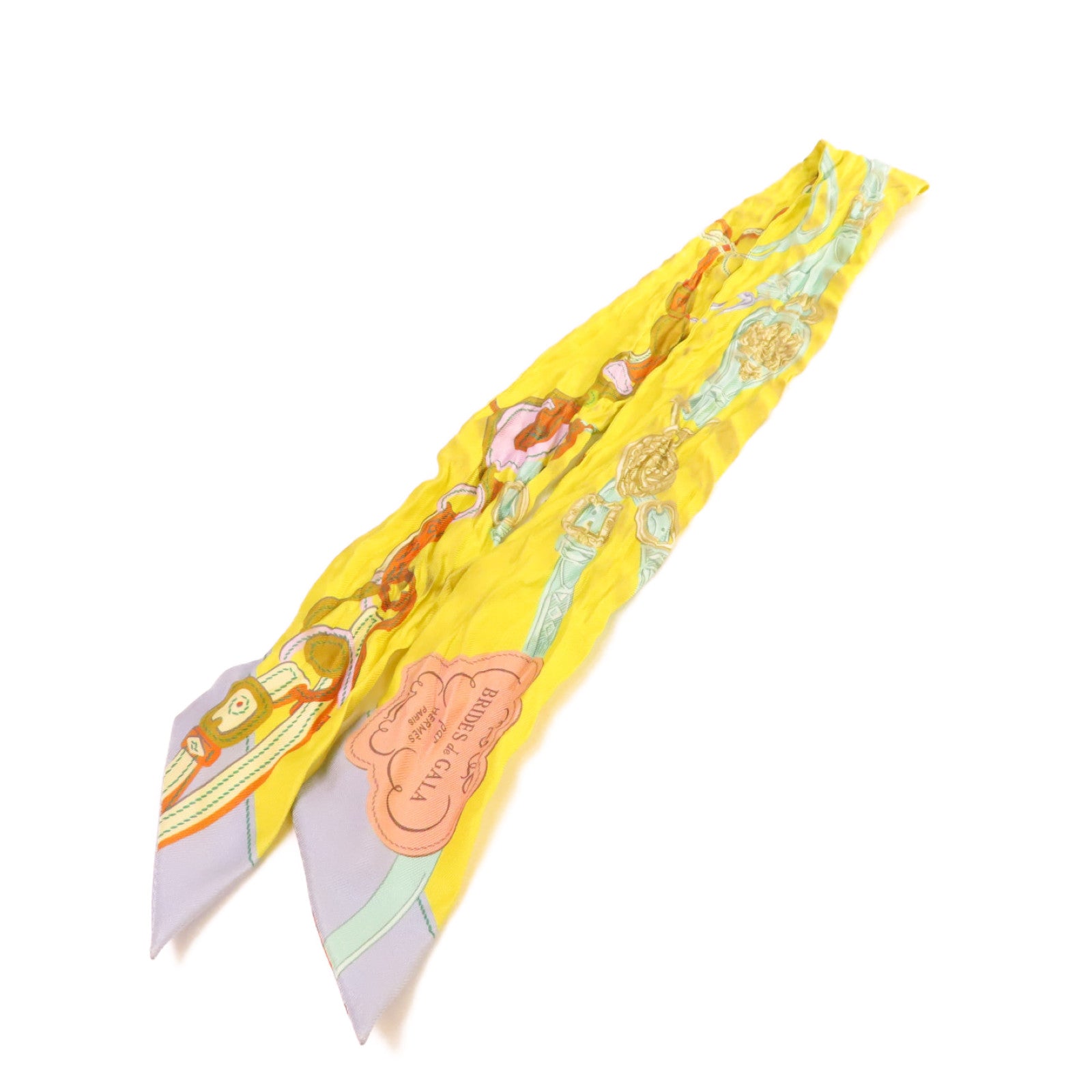 HERMES 【激減優惠】絲質Twilly Scarf絲巾黃色/綠色/彩色