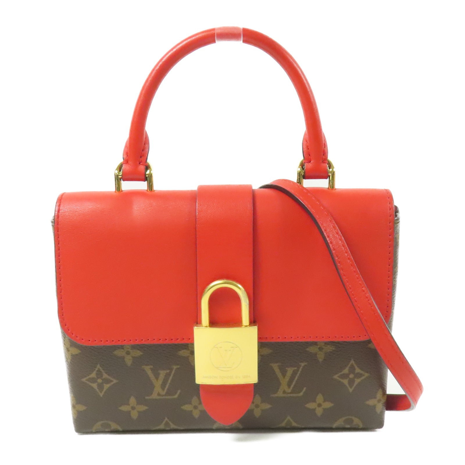 LOUIS VUITTON Monogram Locky BB 手挽肩背棕色/紅色