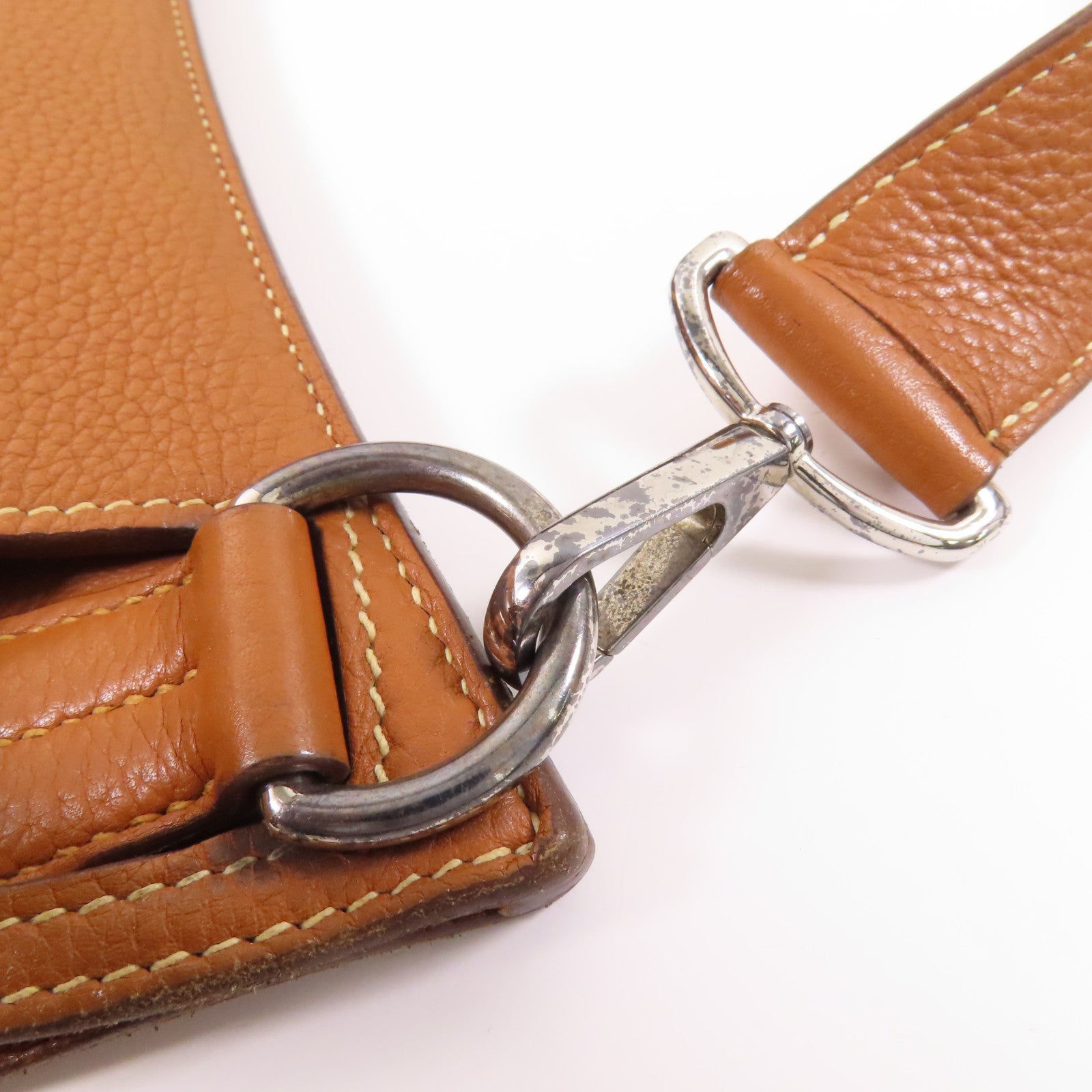 HERMES Clemence皮革Jypsiere 34銀扣肩背袋37 Gold