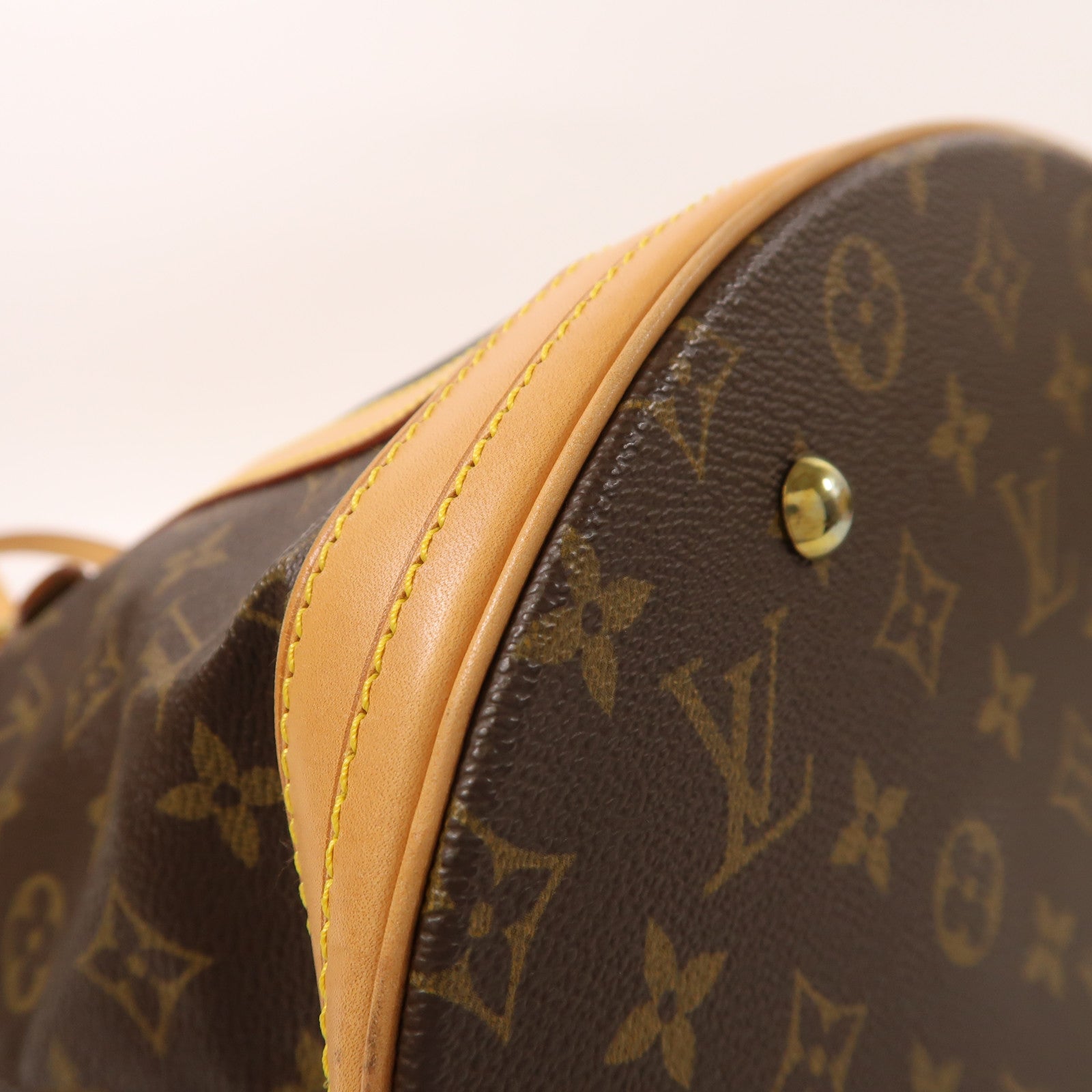 LOUIS VUITTON Monogram Bucket GM金扣手挽袋棕色