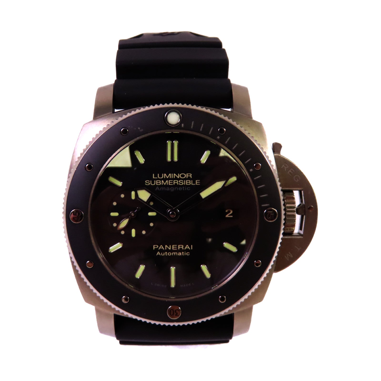 PANERAI Luminor Watch不鏽鋼/橡膠帶自動機芯手錶黑色