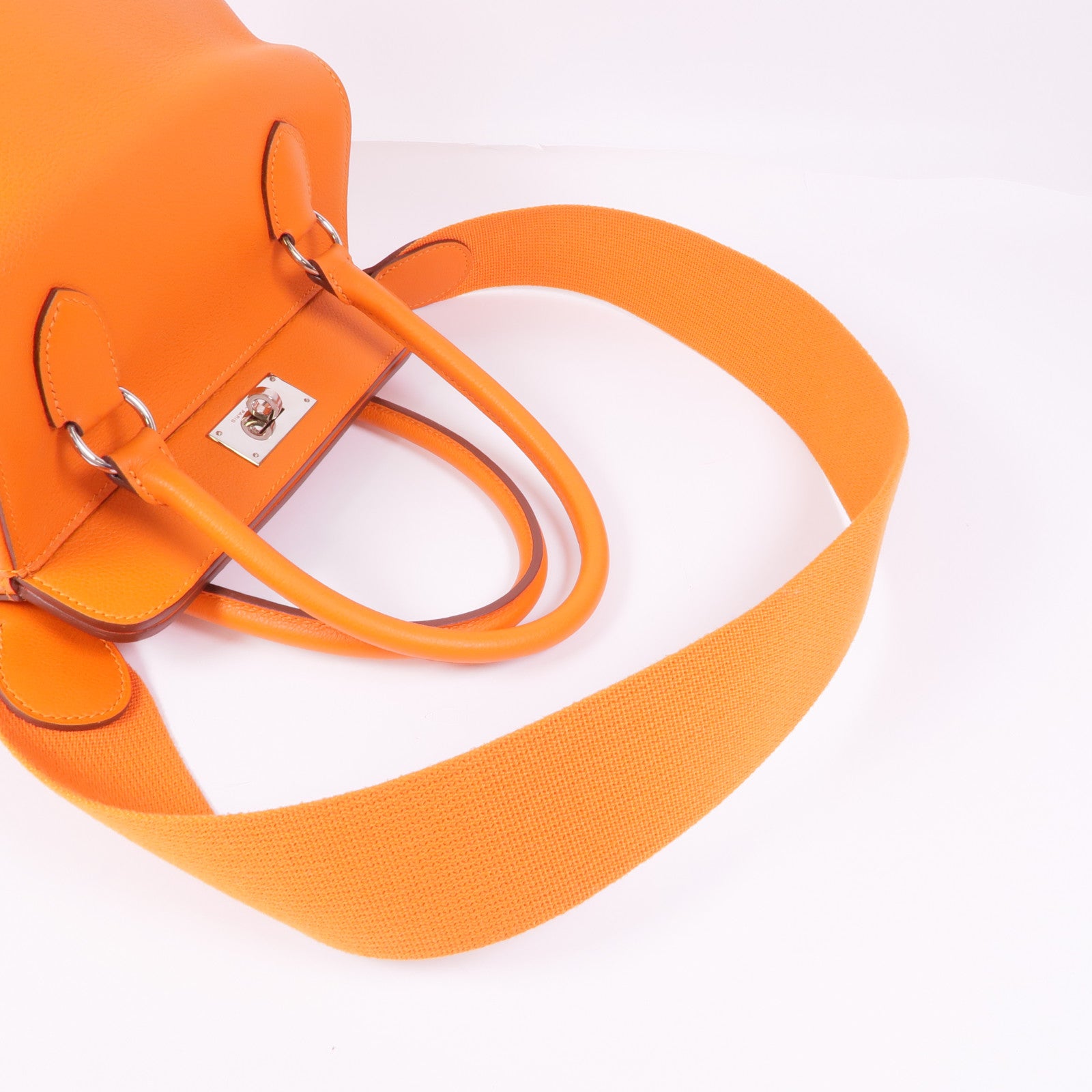 HERMES Evercolor皮革Toolbox 20銀扣手挽肩背兩用袋Feu