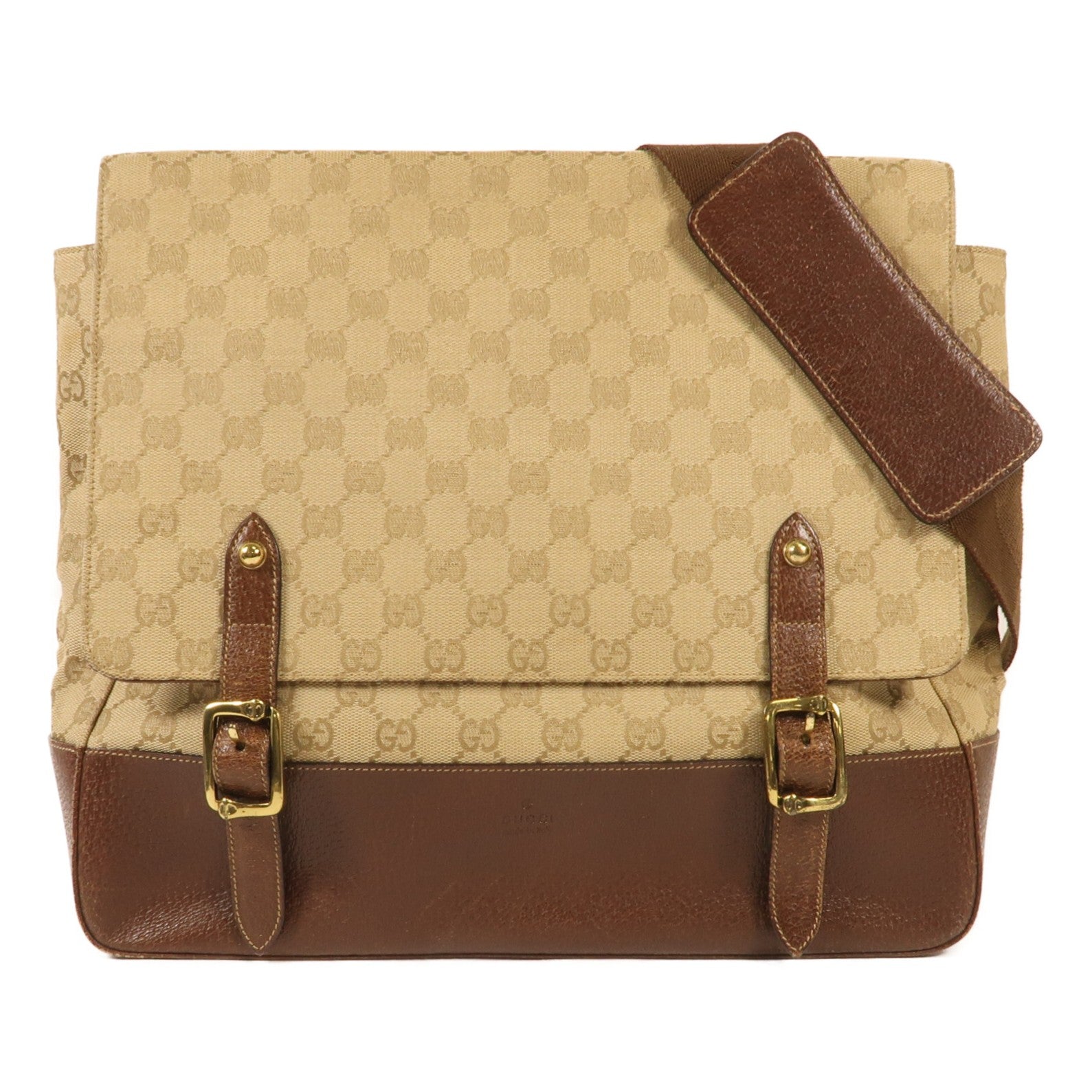 GUCCI 帆布Shoulder Bag金扣肩背袋