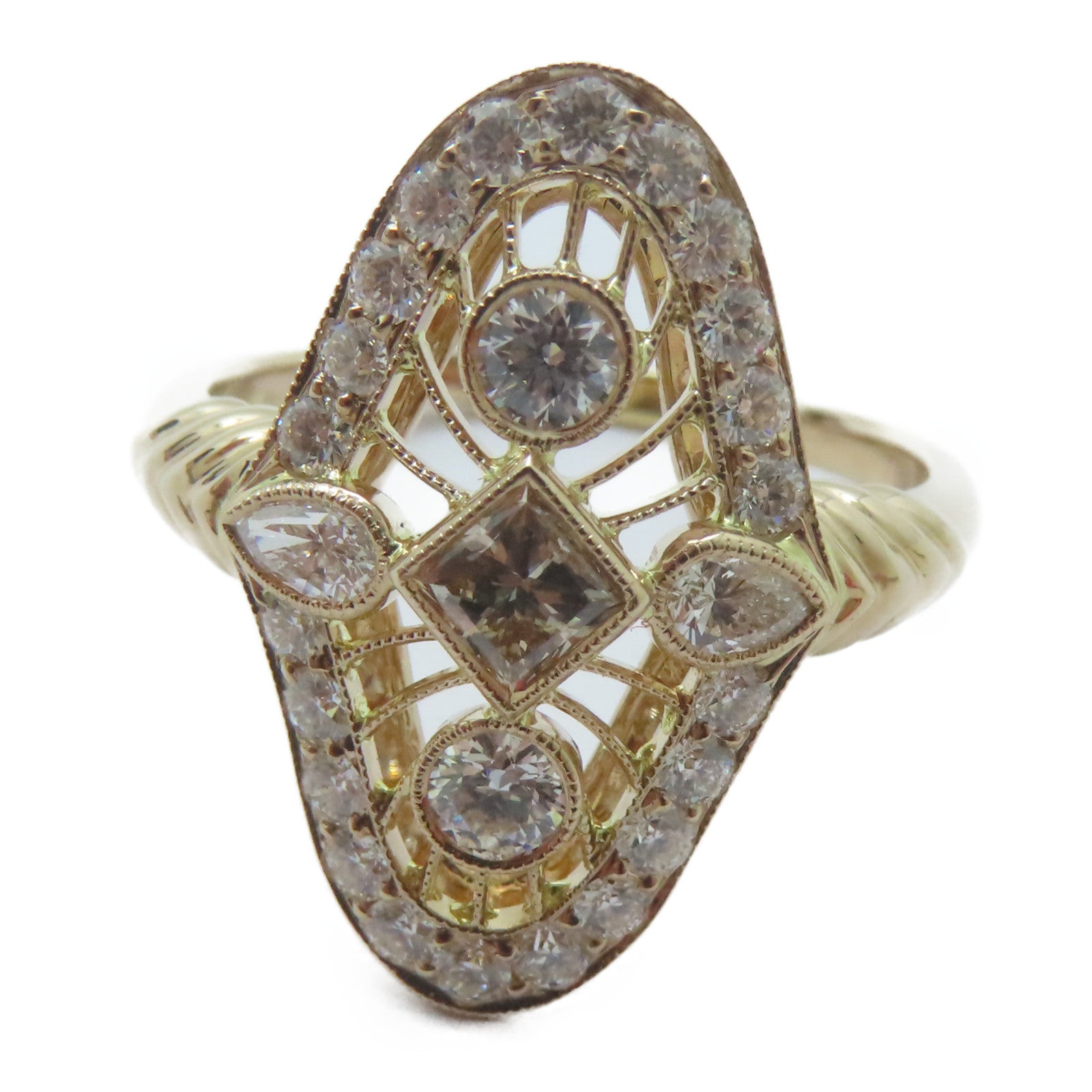 JEWELRY 18K黃金Diamond Ring 0.74ct鑽石/0.52ct鑽石戒指US#8.75