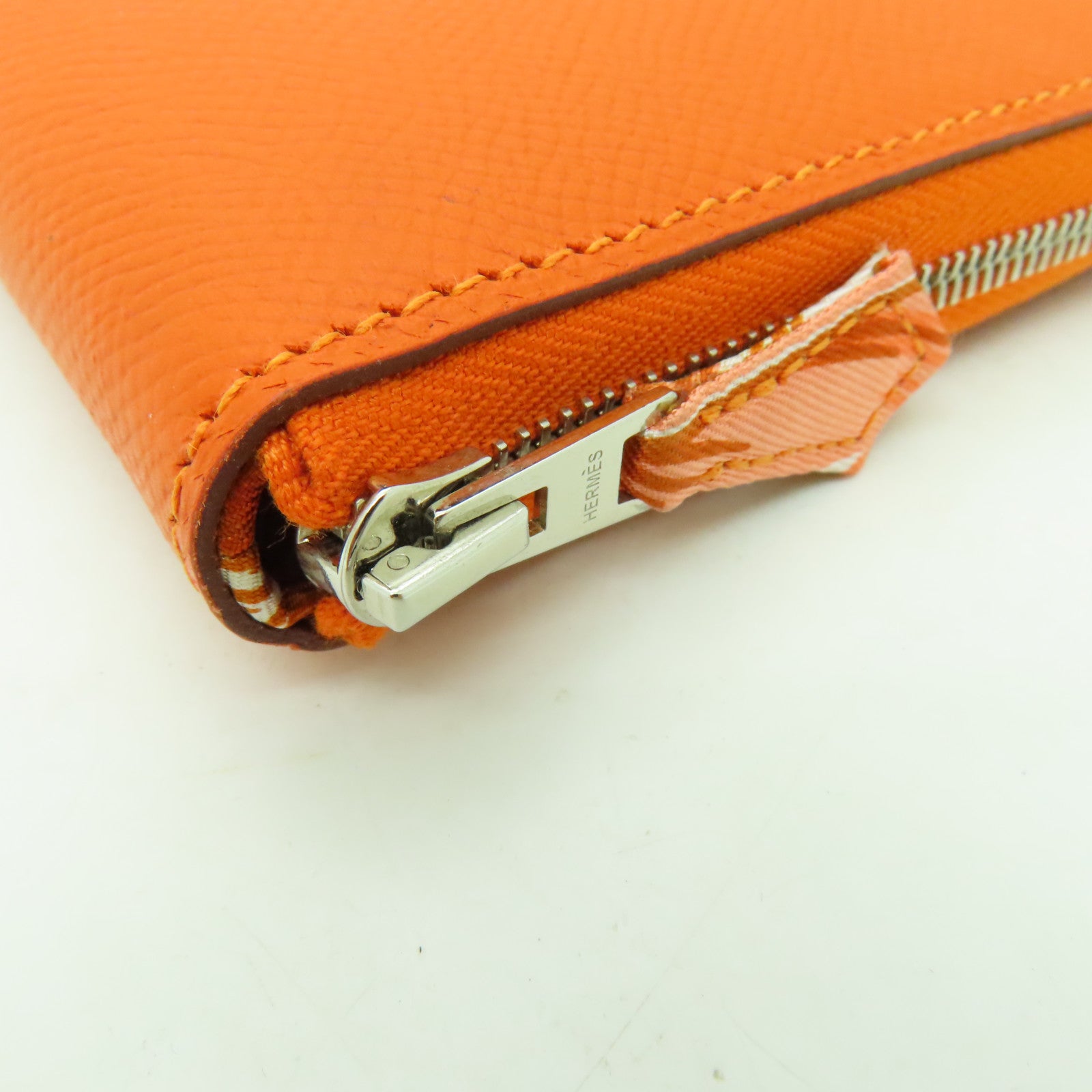 HERMES 【激減優惠】Epsom皮革Silk In Wallet銀扣長錢包橙色