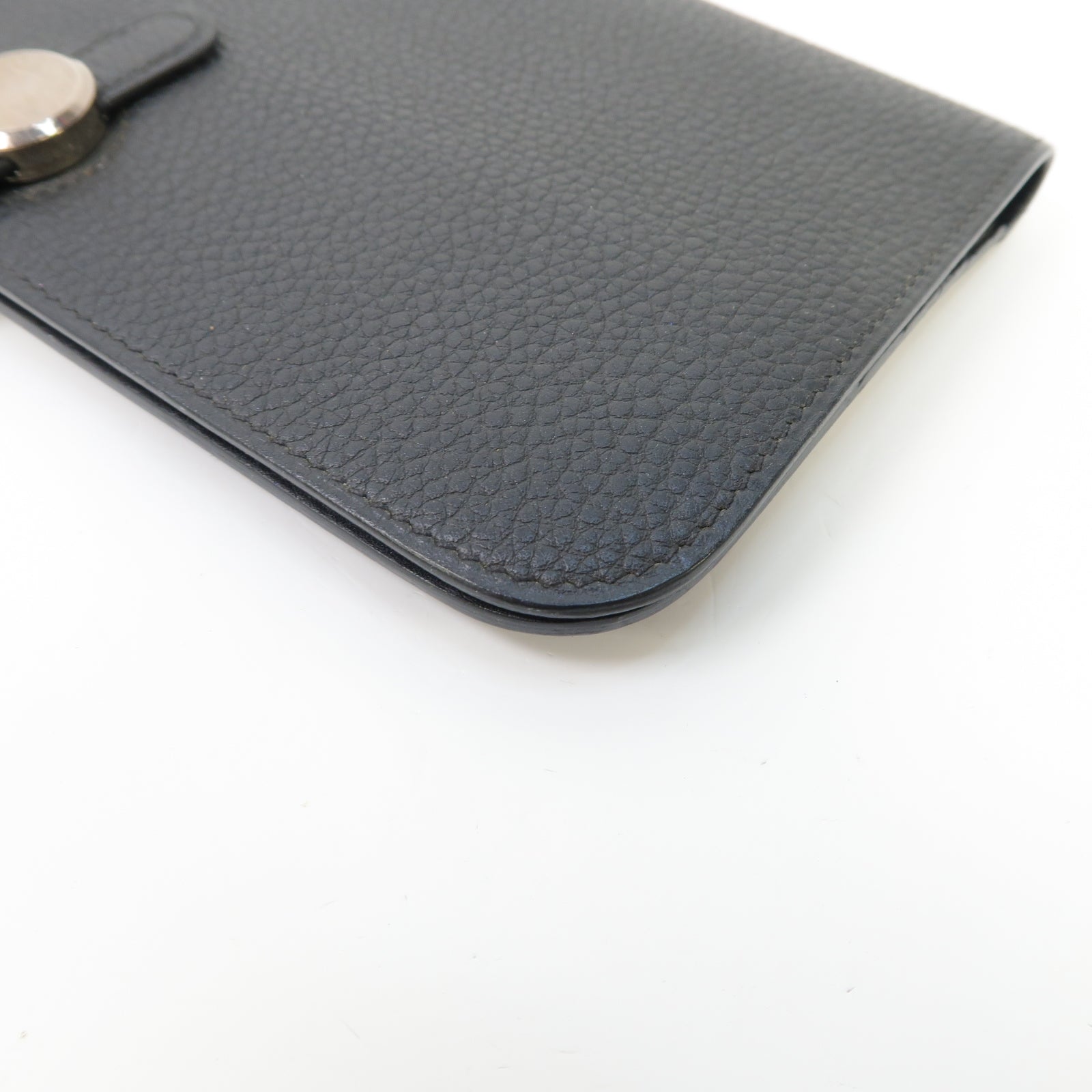 HERMES Togo皮革Dogon Long Wallet銀扣長錢包Noir黑色