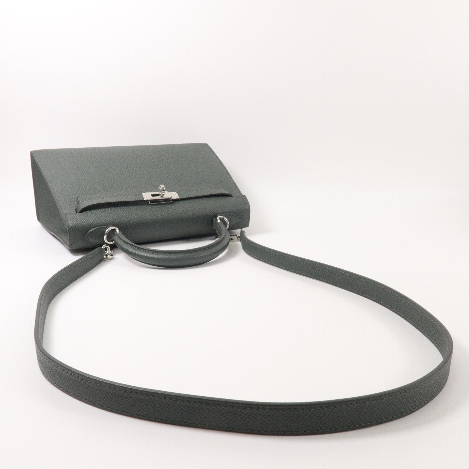 HERMES Epsom皮革Kelly 25手挽肩背兩用袋Vert Mangrove