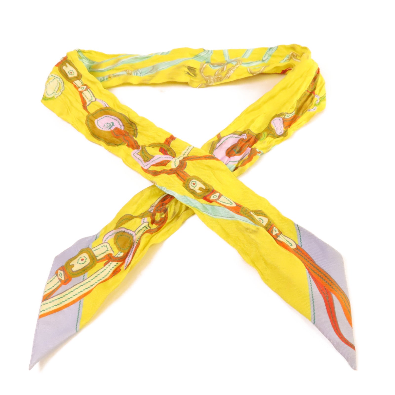HERMES 【激減優惠】絲質Twilly Scarf絲巾黃色/綠色/彩色