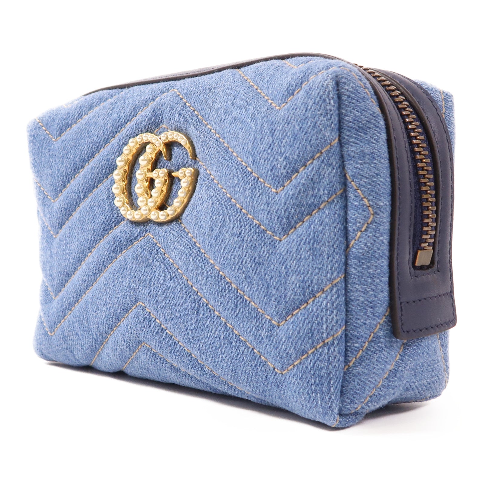 GUCCI GG GHW Pouch 476165 Denim Blue