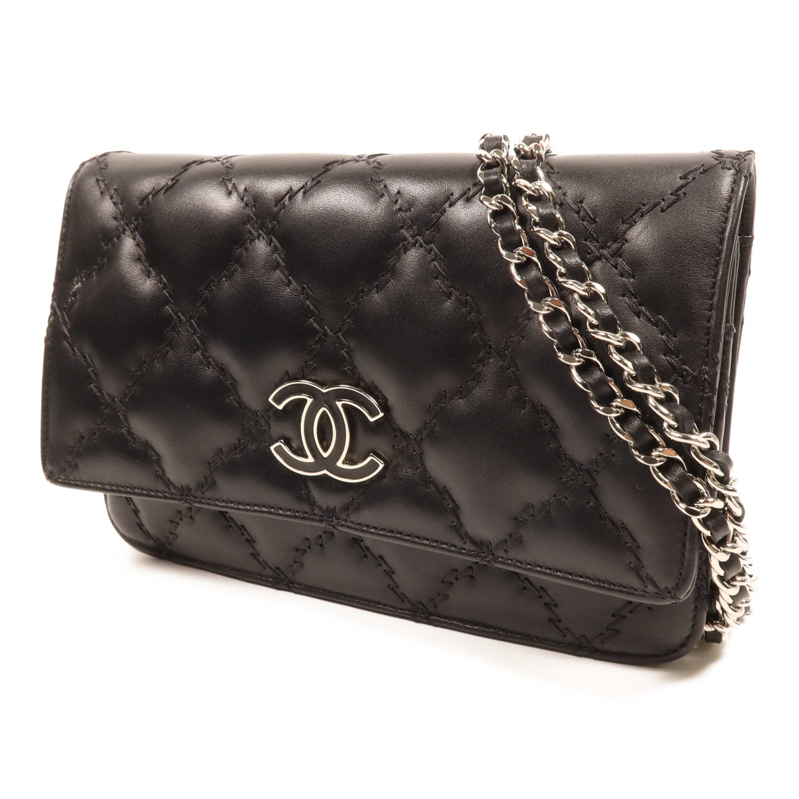 CHANEL 羊皮皮革Woc銀扣鏈帶肩背袋