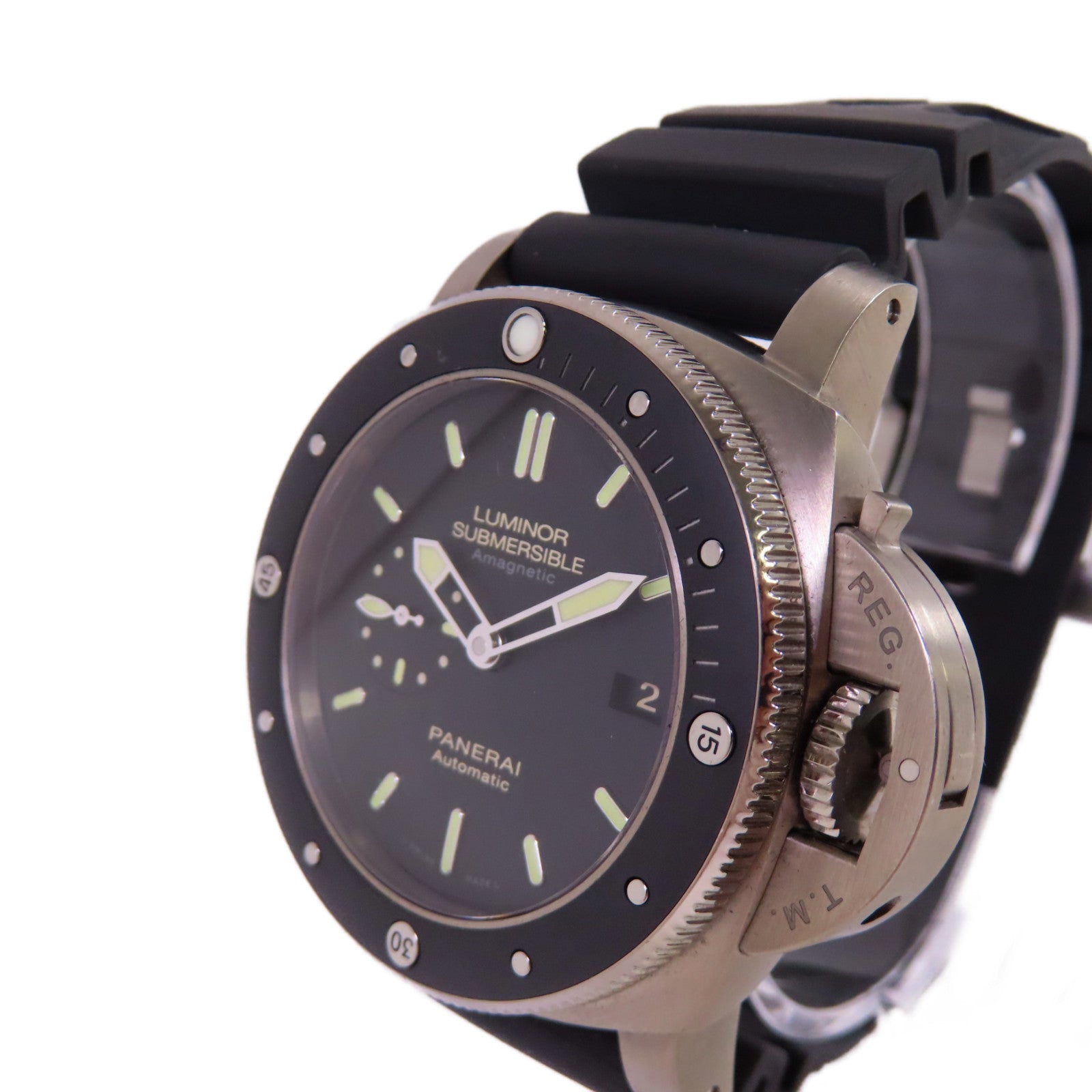 PANERAI Luminor Watch不鏽鋼/橡膠帶自動機芯手錶黑色