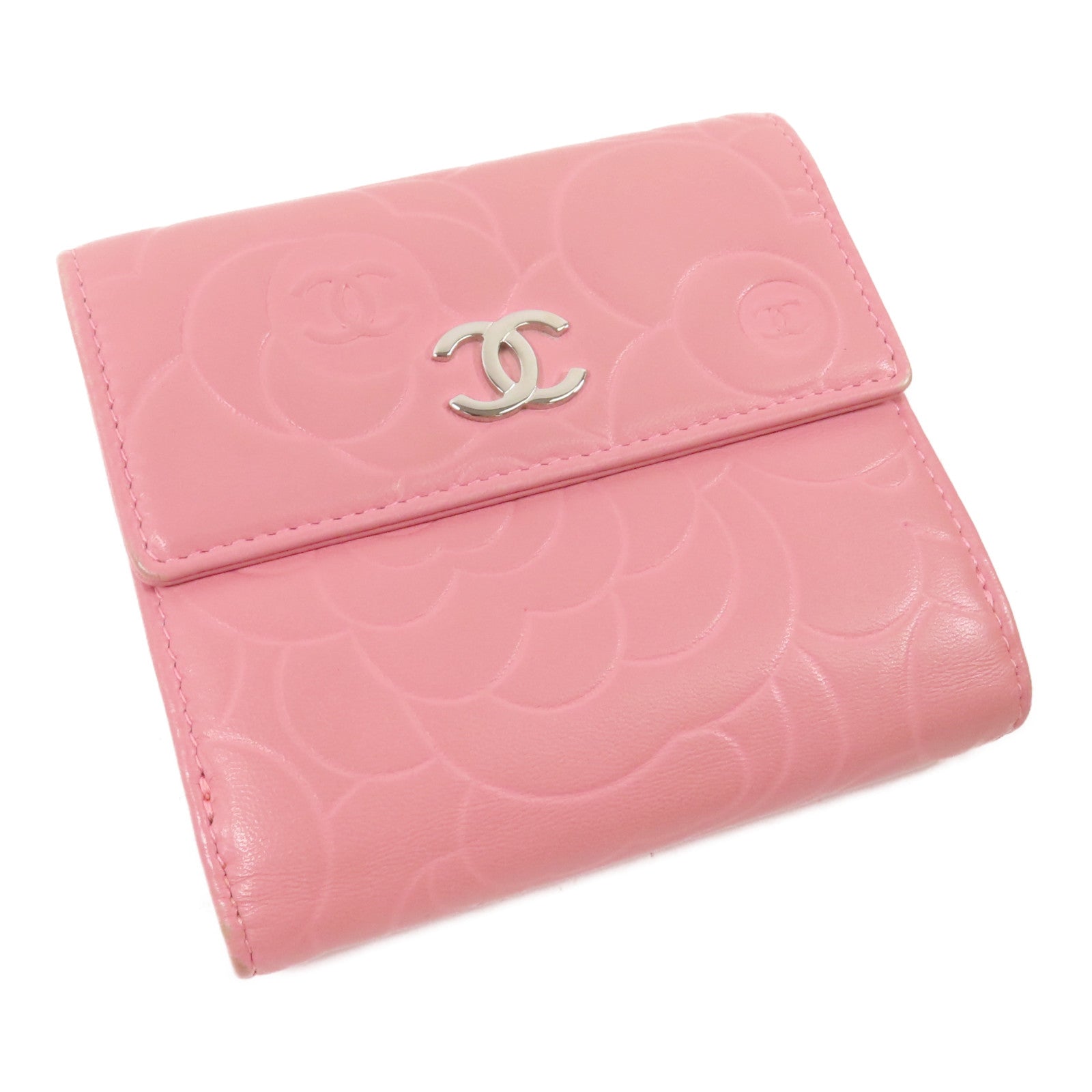 CHANEL 羊皮皮革Wallet銀扣錢包