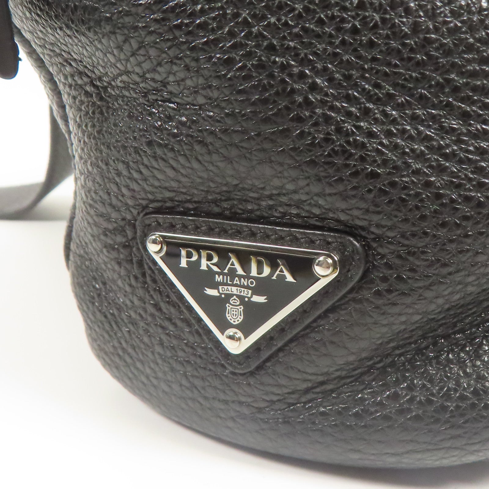 PRADA SHW Shoulder Bag 2VH165 Calfskin Leather Black
