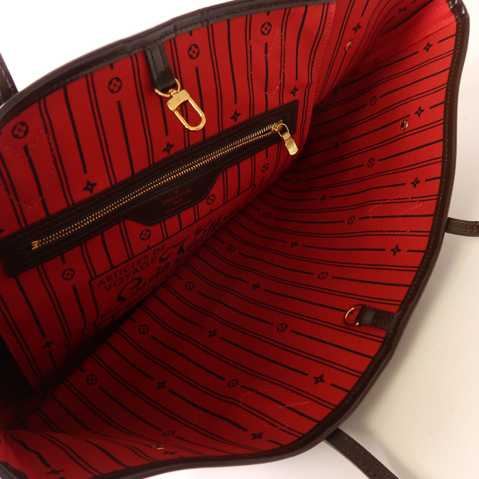 LOUIS VUITTON Damier Neverfull MM金扣手挽袋/肩背袋