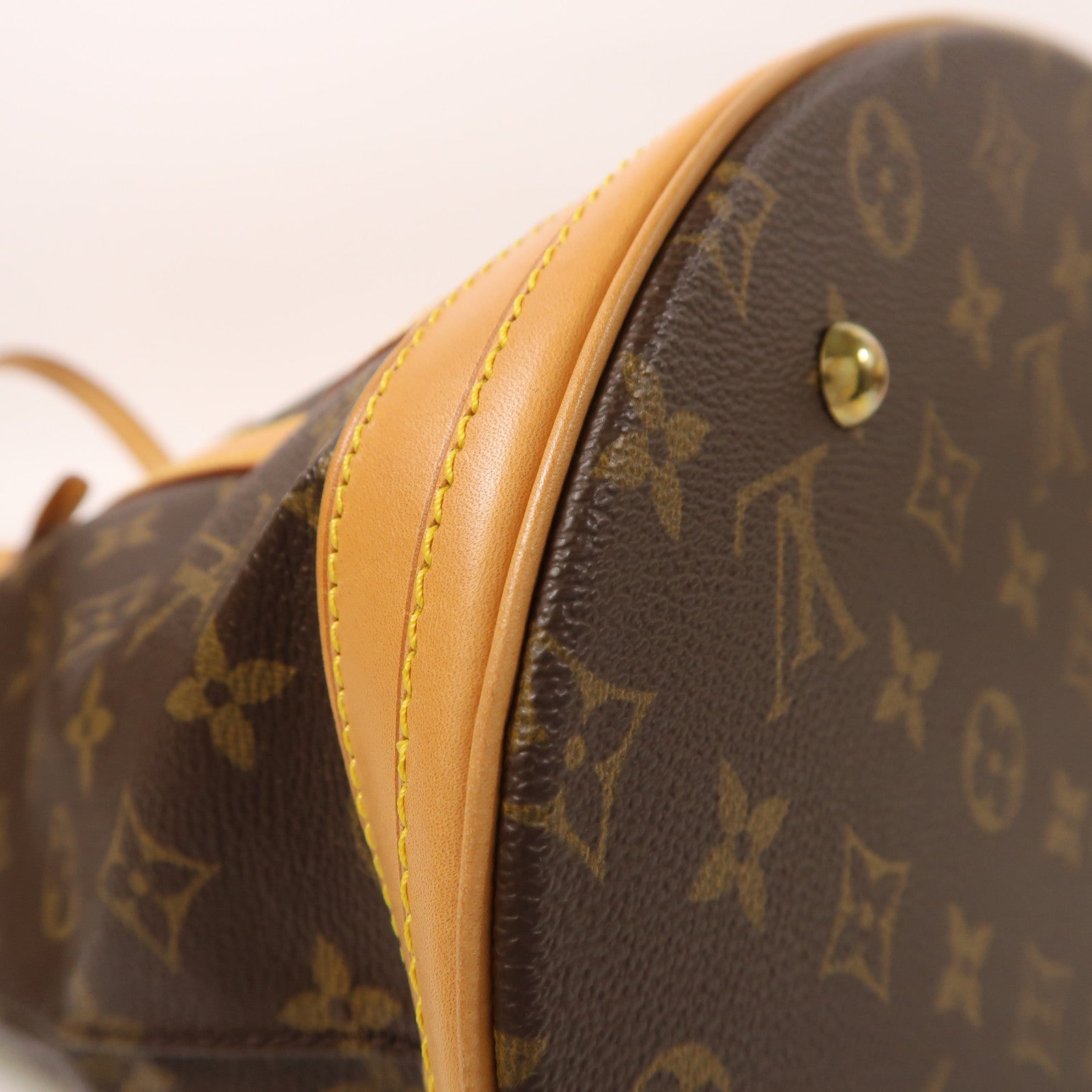 LOUIS VUITTON Monogram Bucket GM金扣手挽袋棕色