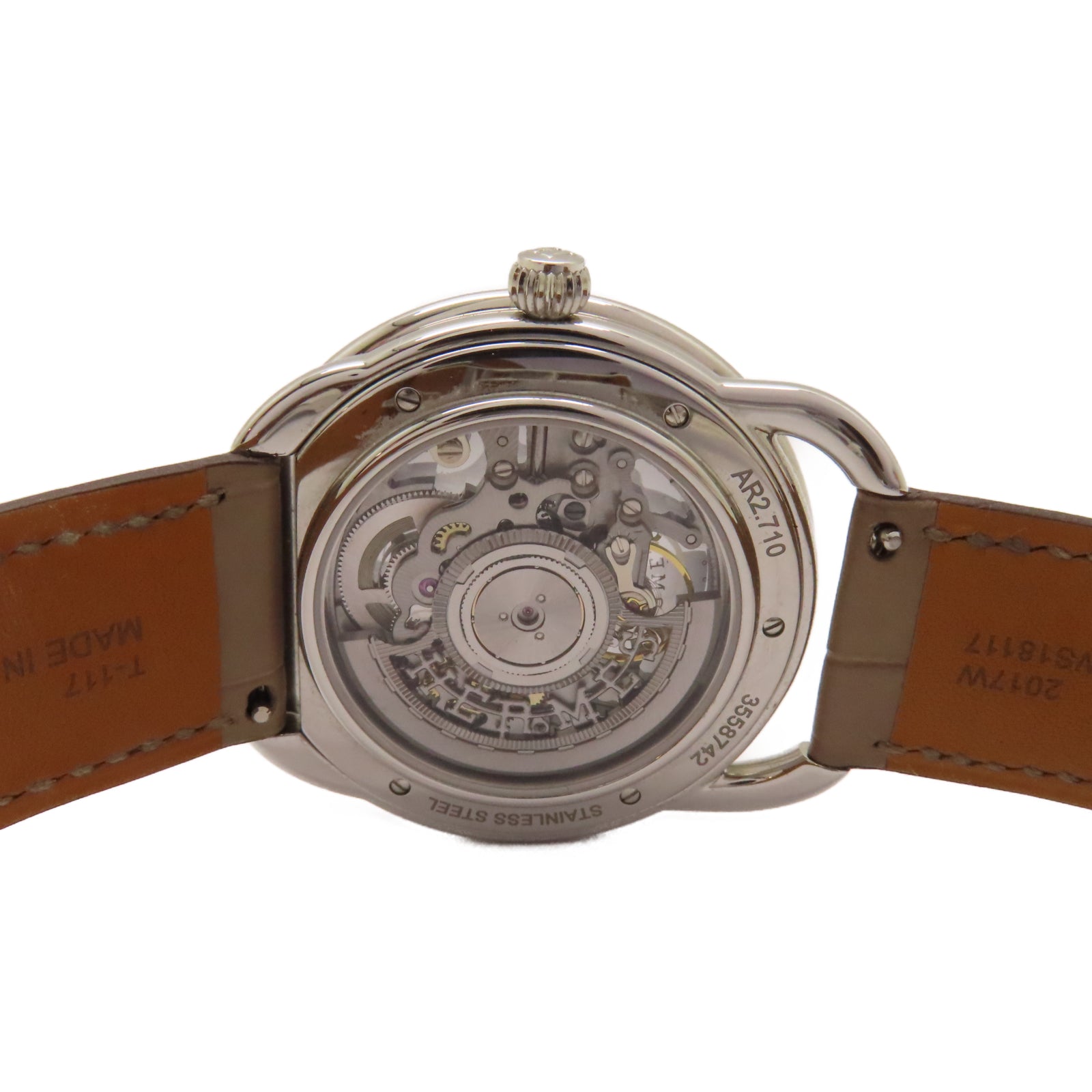HERMES Arceau Squelette 40mm不鏽鋼/皮革帶手錶自動機芯藍色