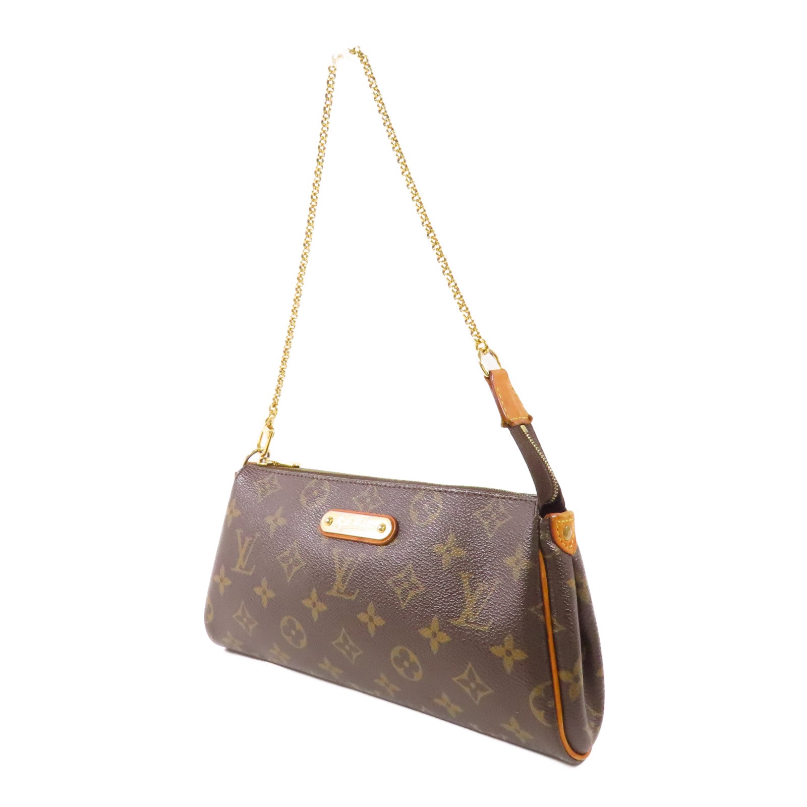 LOUIS VUITTON Monogram Eva金扣鏈帶肩背袋棕色