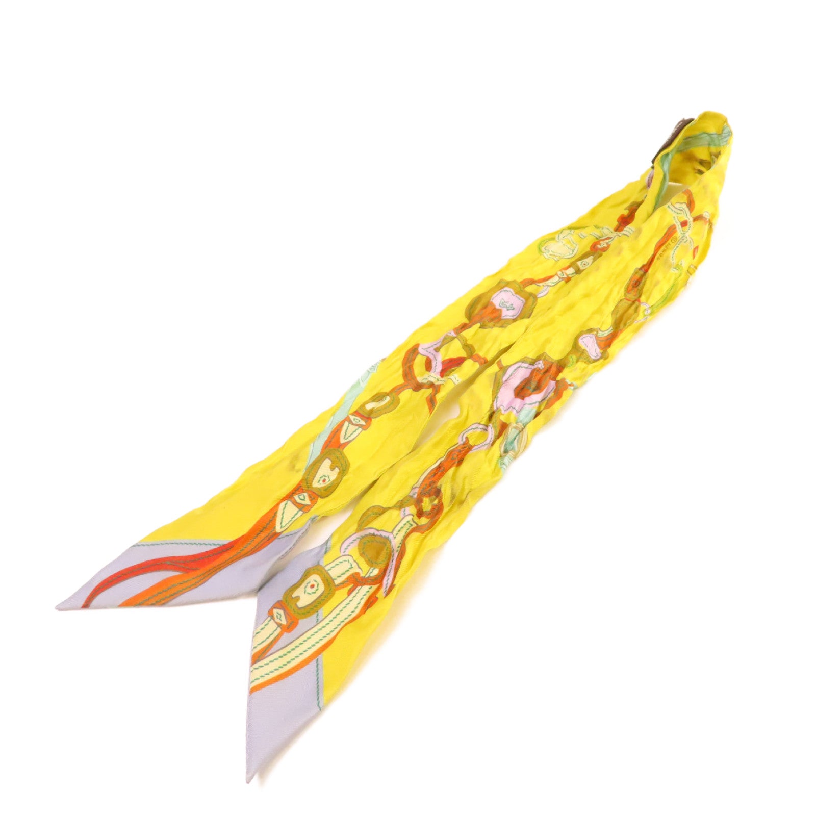 HERMES 【激減優惠】絲質Twilly Scarf絲巾黃色/綠色/彩色