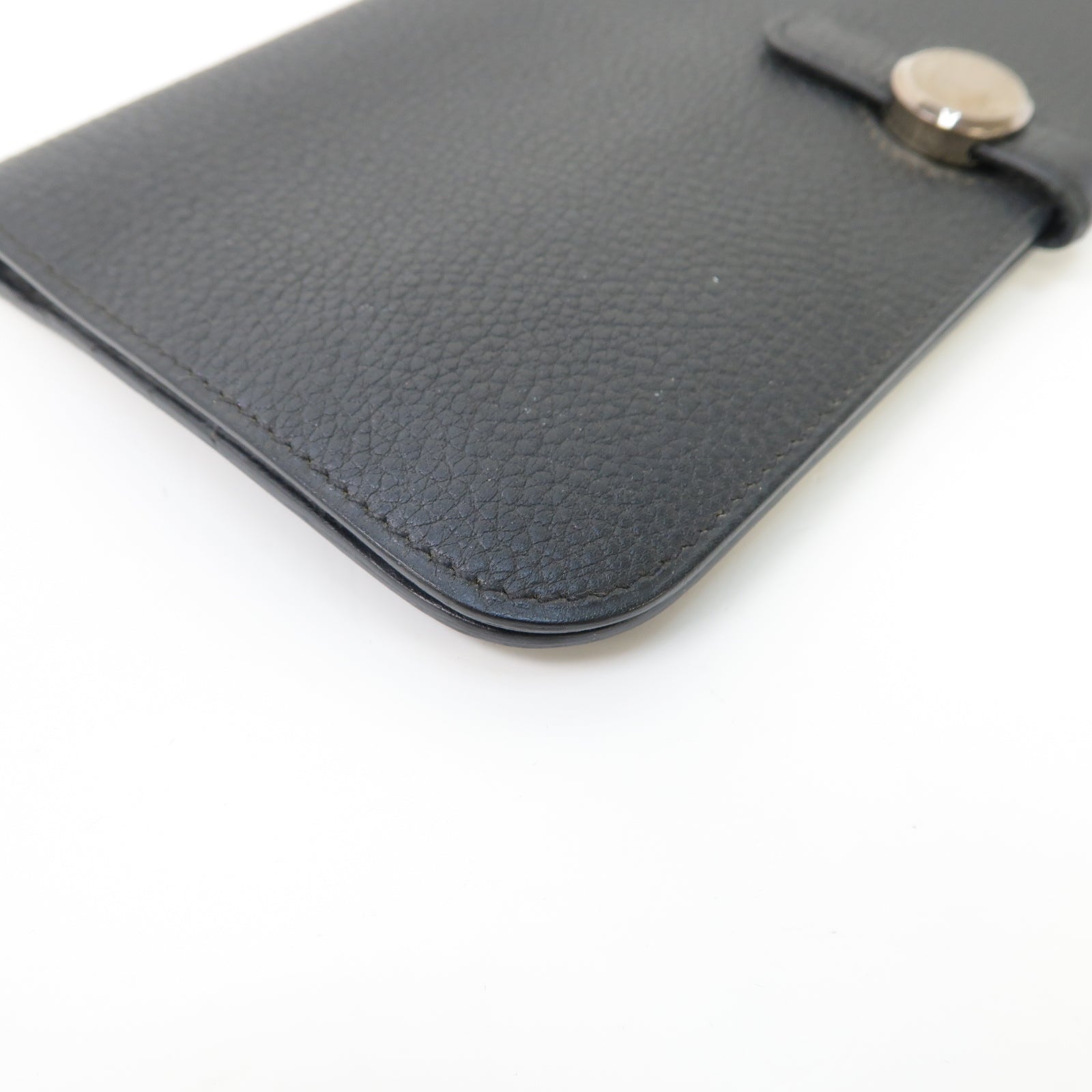 HERMES Togo皮革Dogon Long Wallet銀扣長錢包Noir黑色