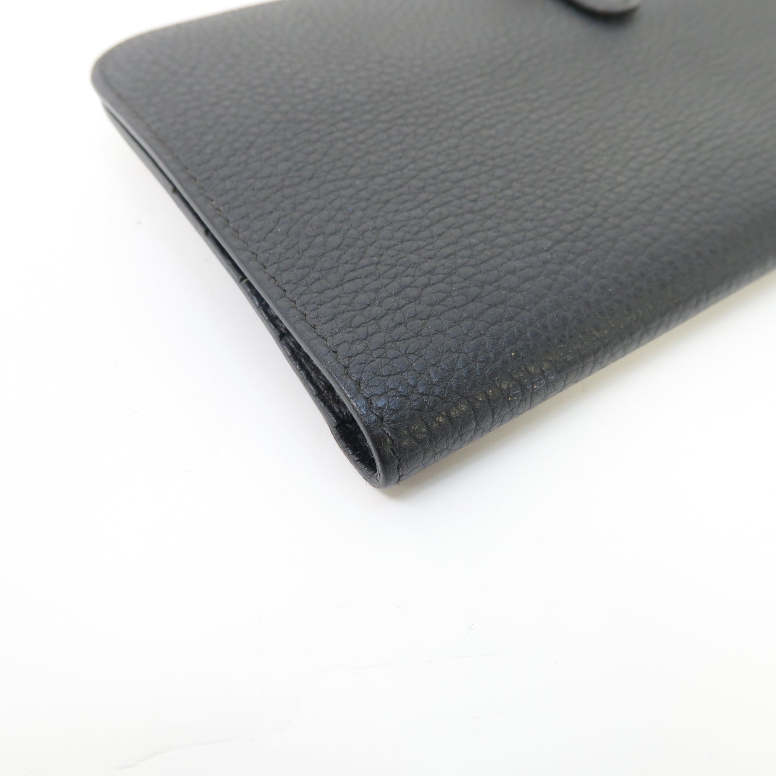 HERMES Togo皮革Dogon Long Wallet銀扣長錢包Noir黑色