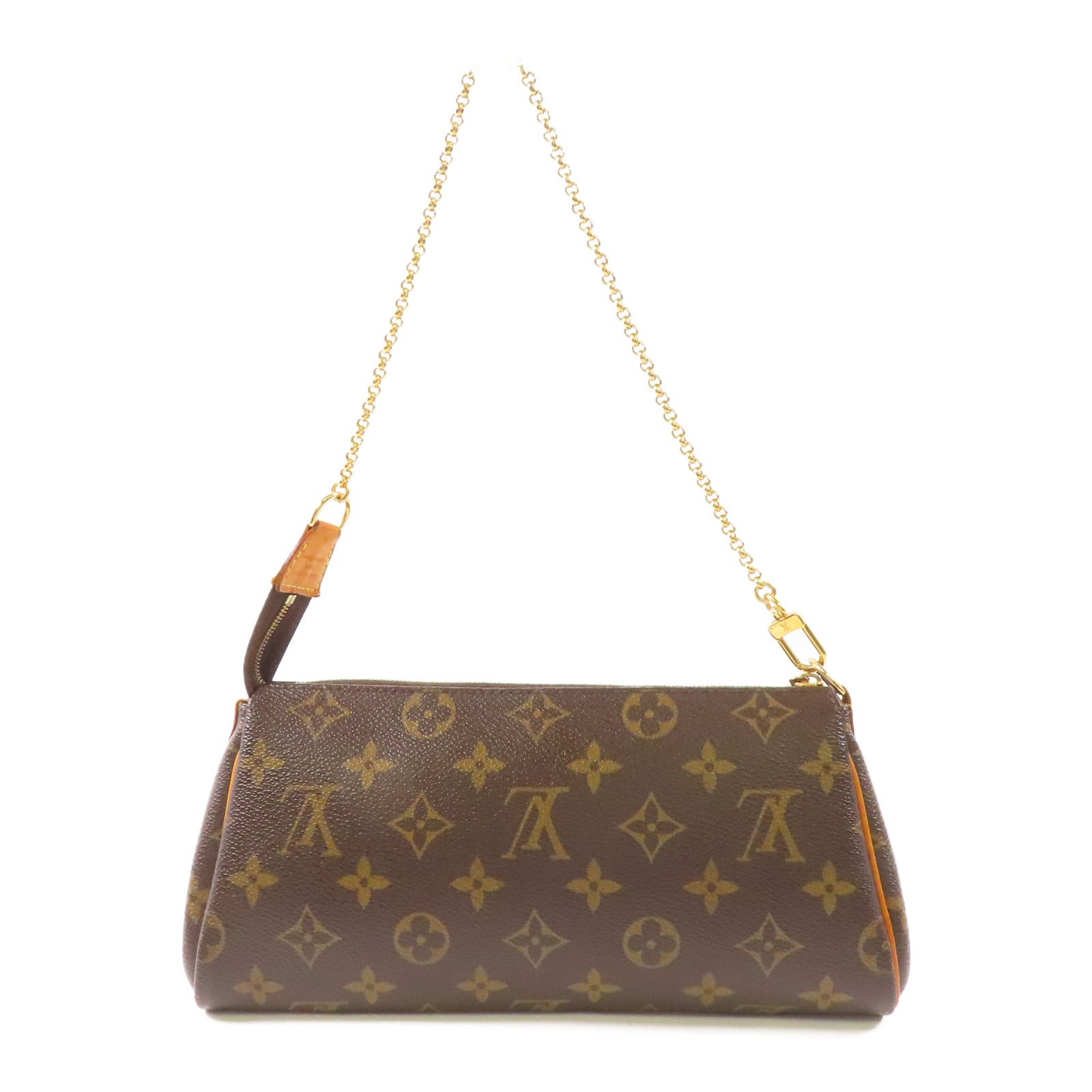 LOUIS VUITTON Monogram Eva金扣鏈帶肩背袋棕色