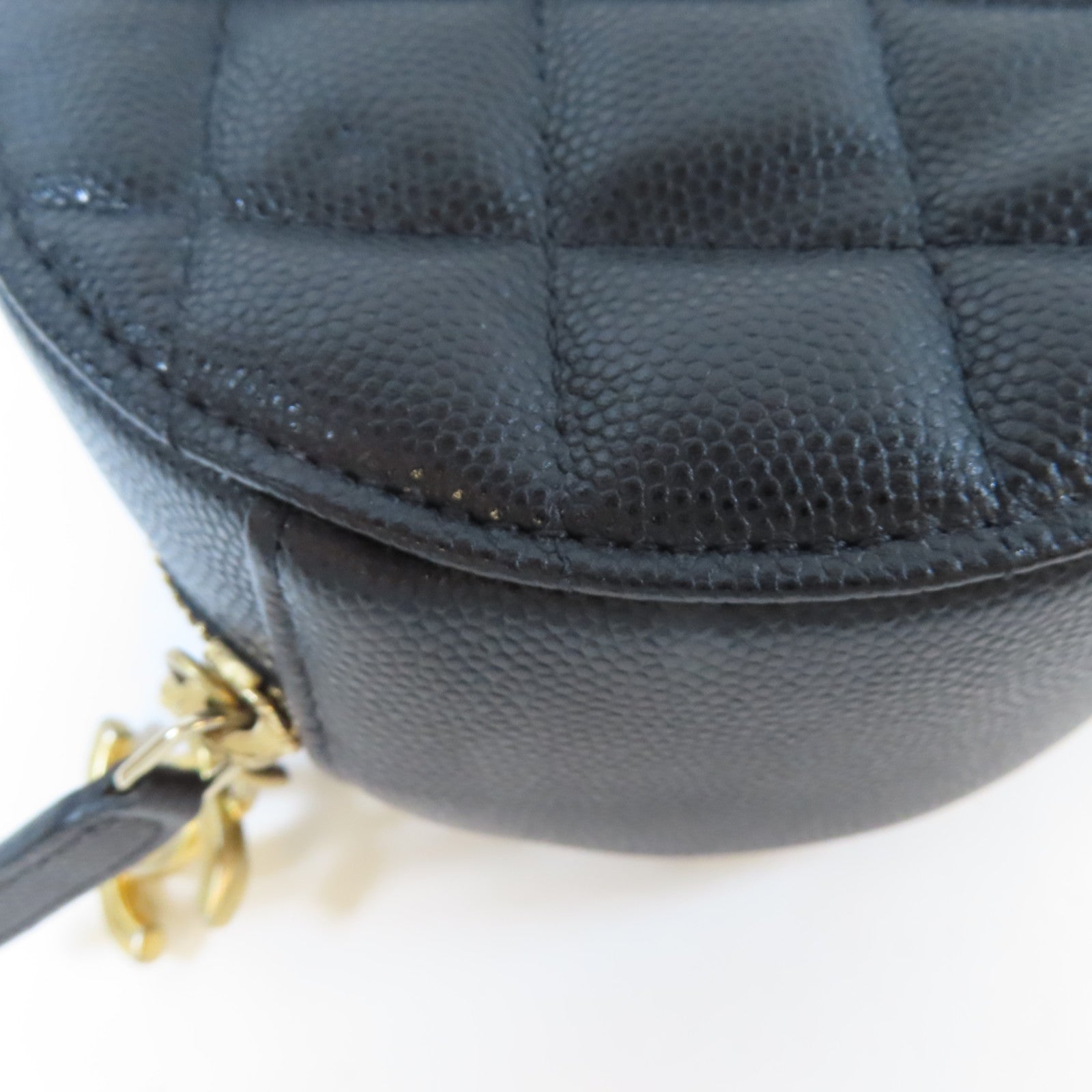 CHANEL 【激減優惠】菱格Caviar皮革Round Chain Bag金扣鏈帶手挽肩背兩用袋黑色