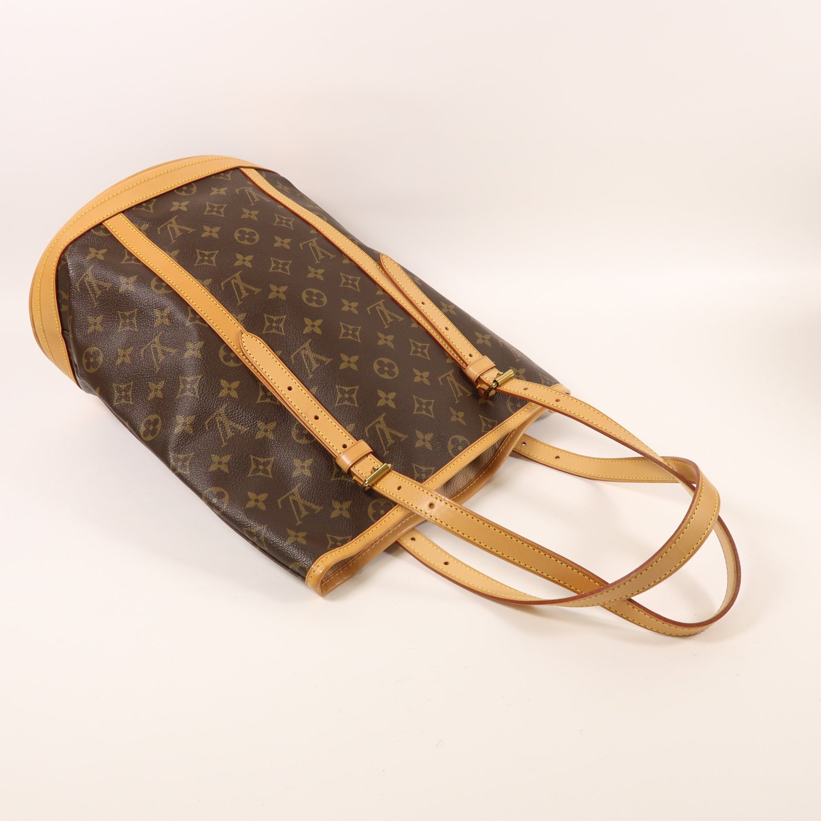 LOUIS VUITTON Monogram Bucket GM金扣手挽袋棕色