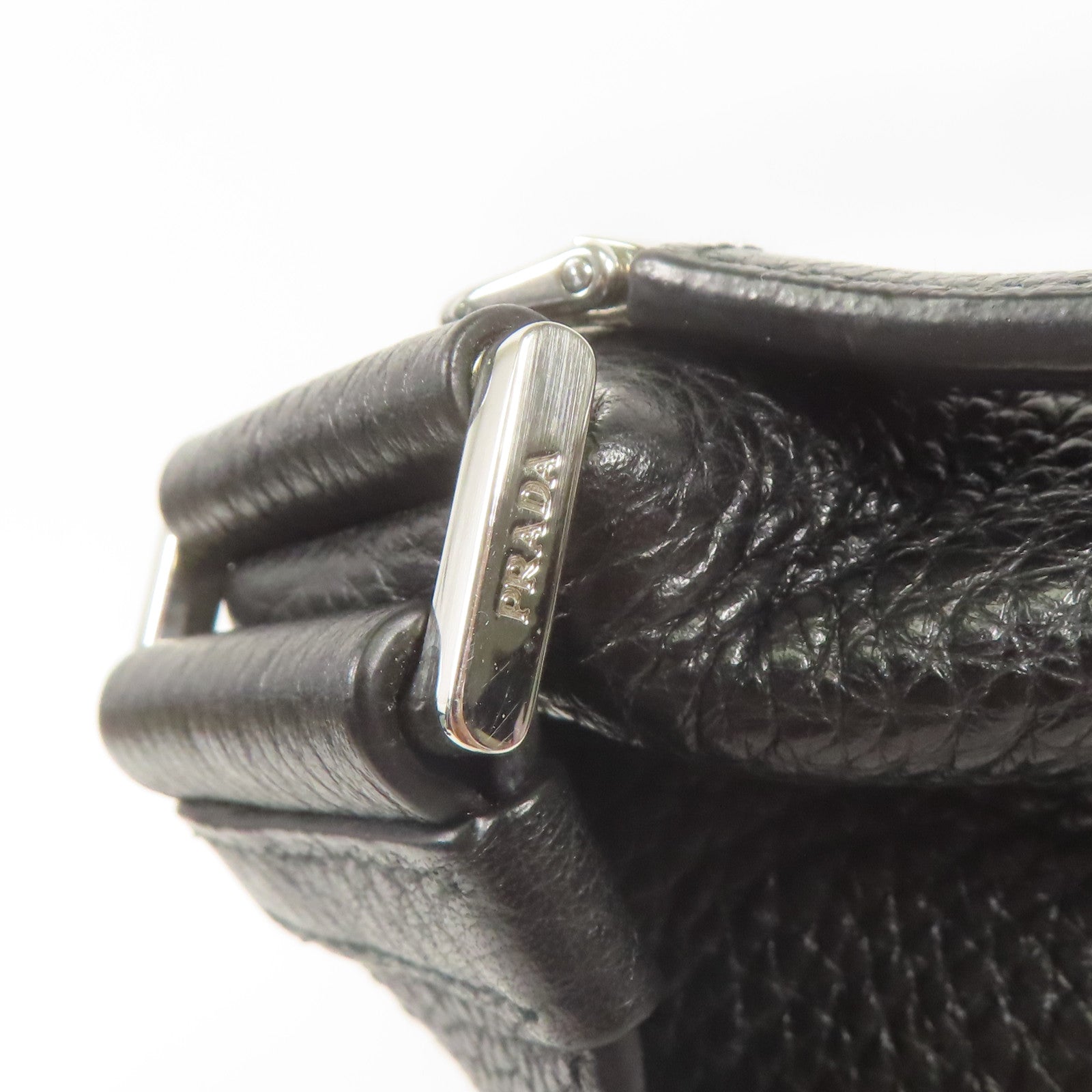 PRADA SHW Shoulder Bag 2VH165 Calfskin Leather Black